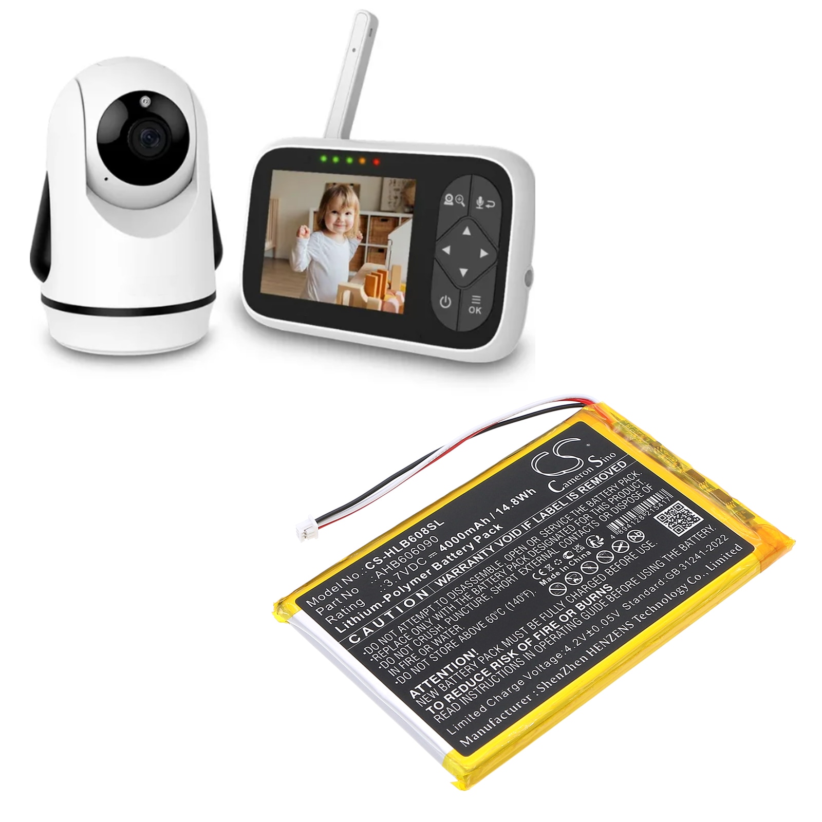 Batteri till BabyPhone för HelloBaby HB6081 Video Baby Monitor