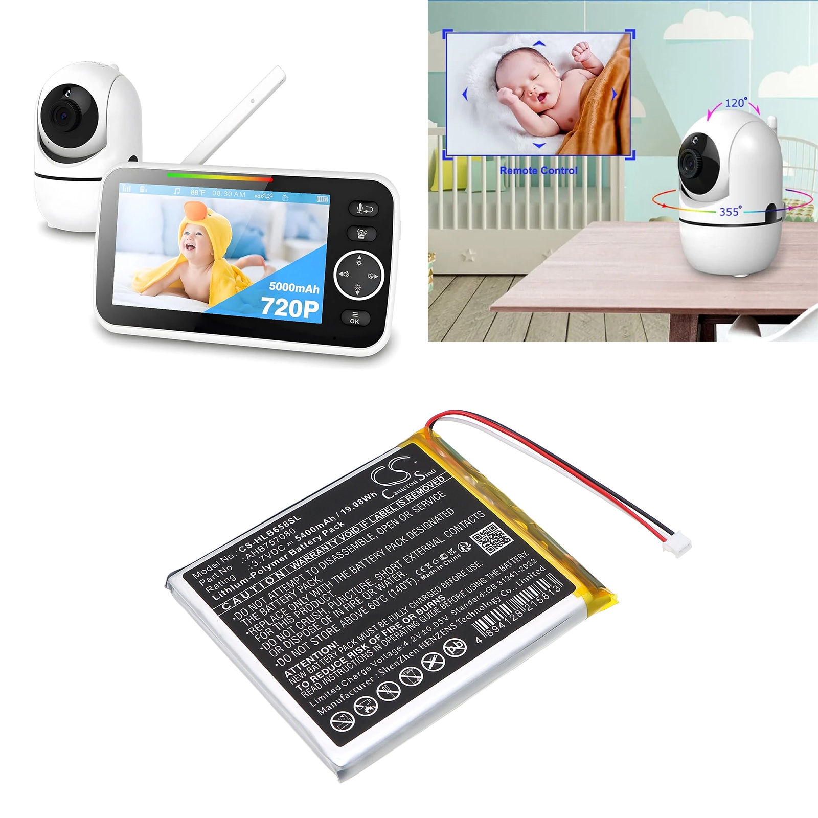 Batteri till BabyPhone för HelloBaby HB6588 Video Baby Monitor