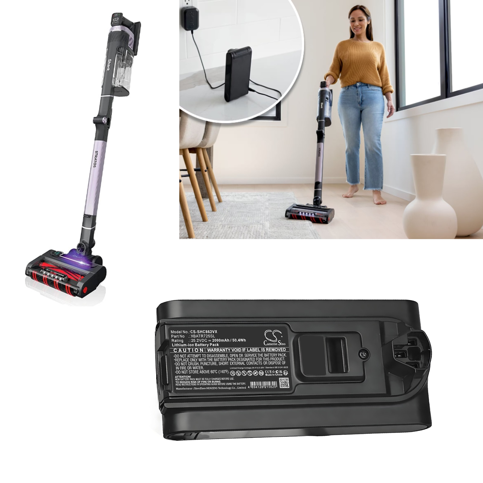 Batteri till Vakuum för Shark Cordless Stratos, IZ840H, IZ862H m.fl.