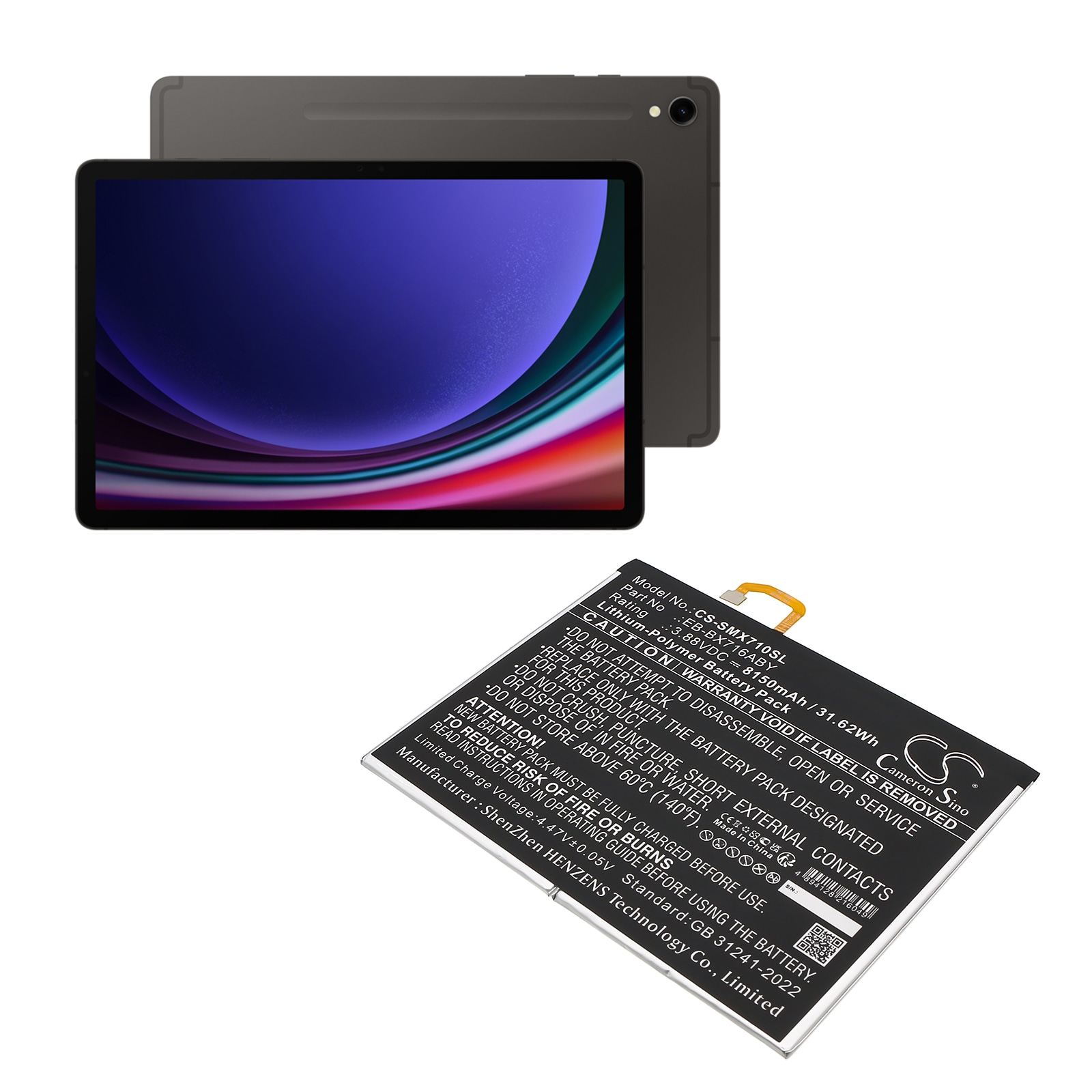 Batteri till Tablett för Samsung Galaxy Tab S9, SM-X710, SM-X710N m.fl.