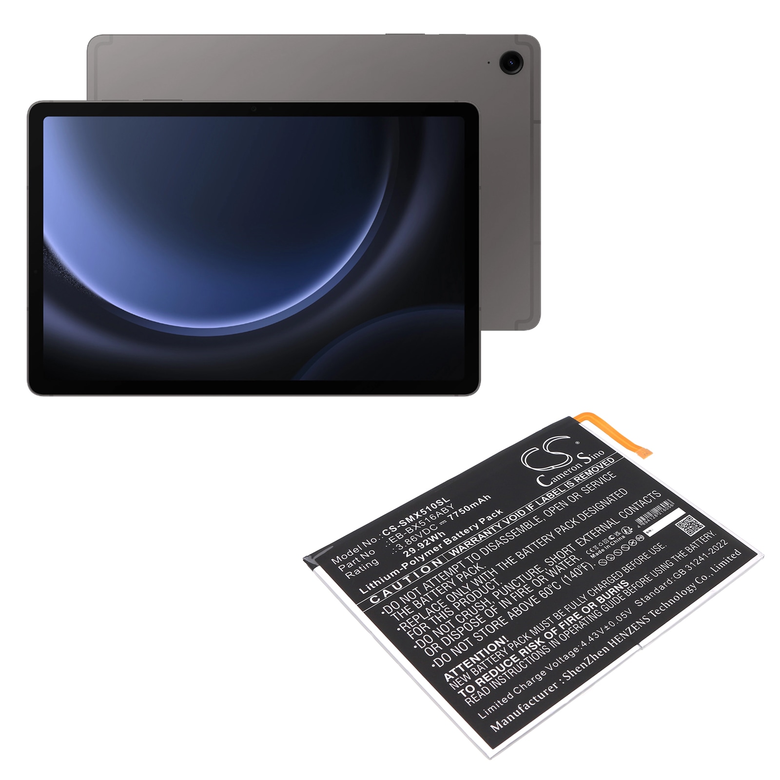 Batteri till Tablett för Samsung Galaxy Tab S9 FE, SM-X510, SM-X510N m.fl.