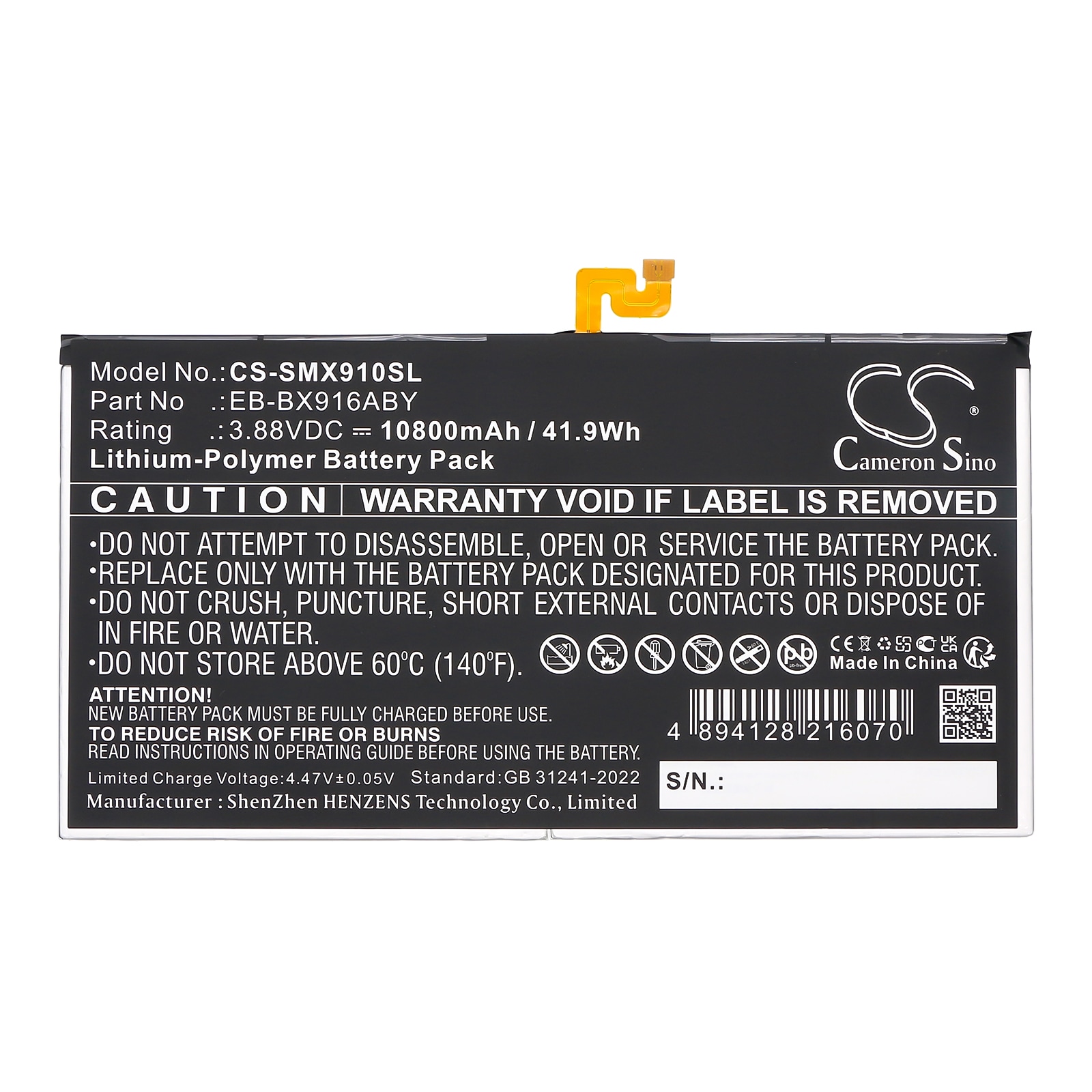 Batteri till Tablett för Samsung Galaxy Tab S9 Ultra, SM-X910, SM-X910N m.fl.
