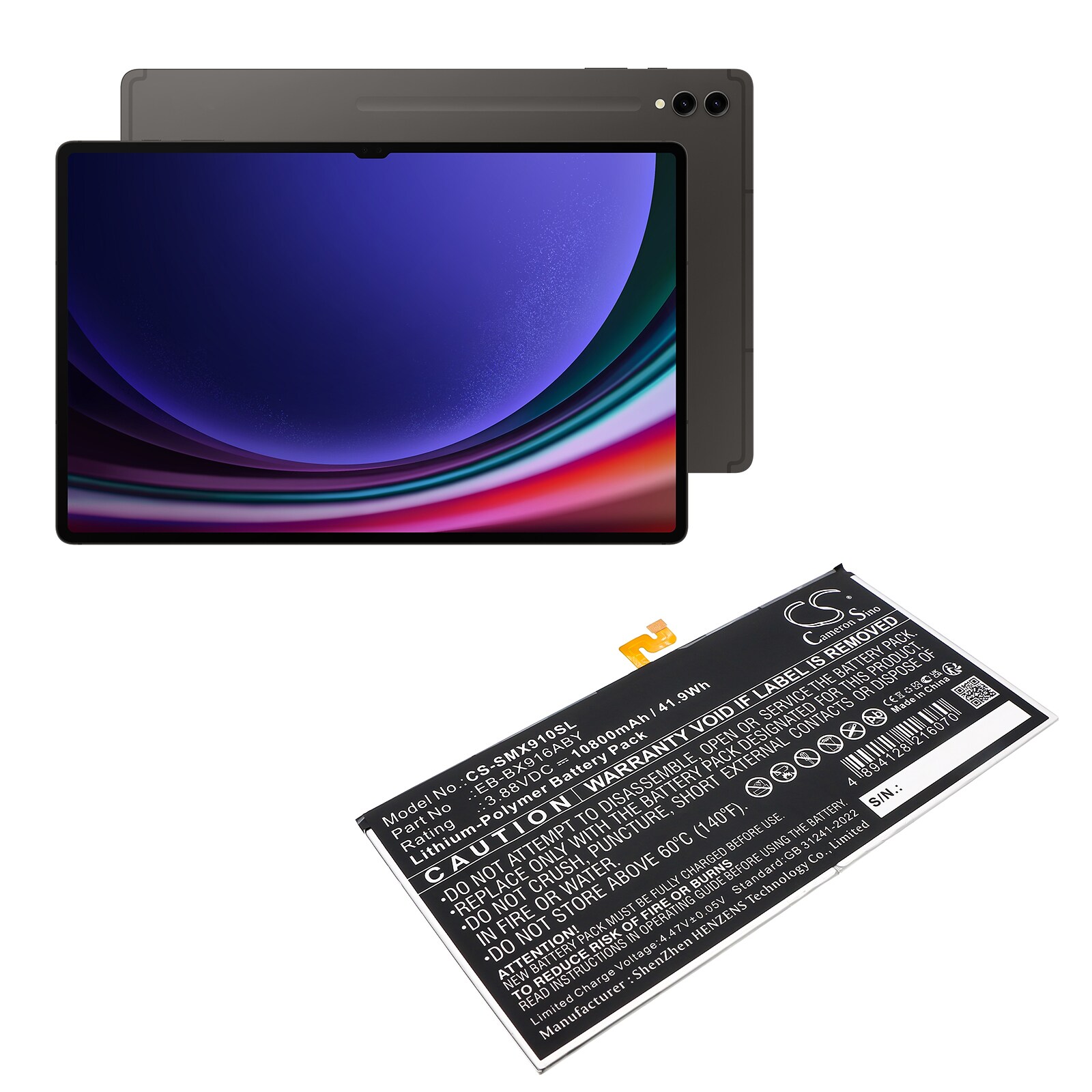 Batteri till Tablett för Samsung Galaxy Tab S9 Ultra, SM-X910, SM-X910N m.fl.