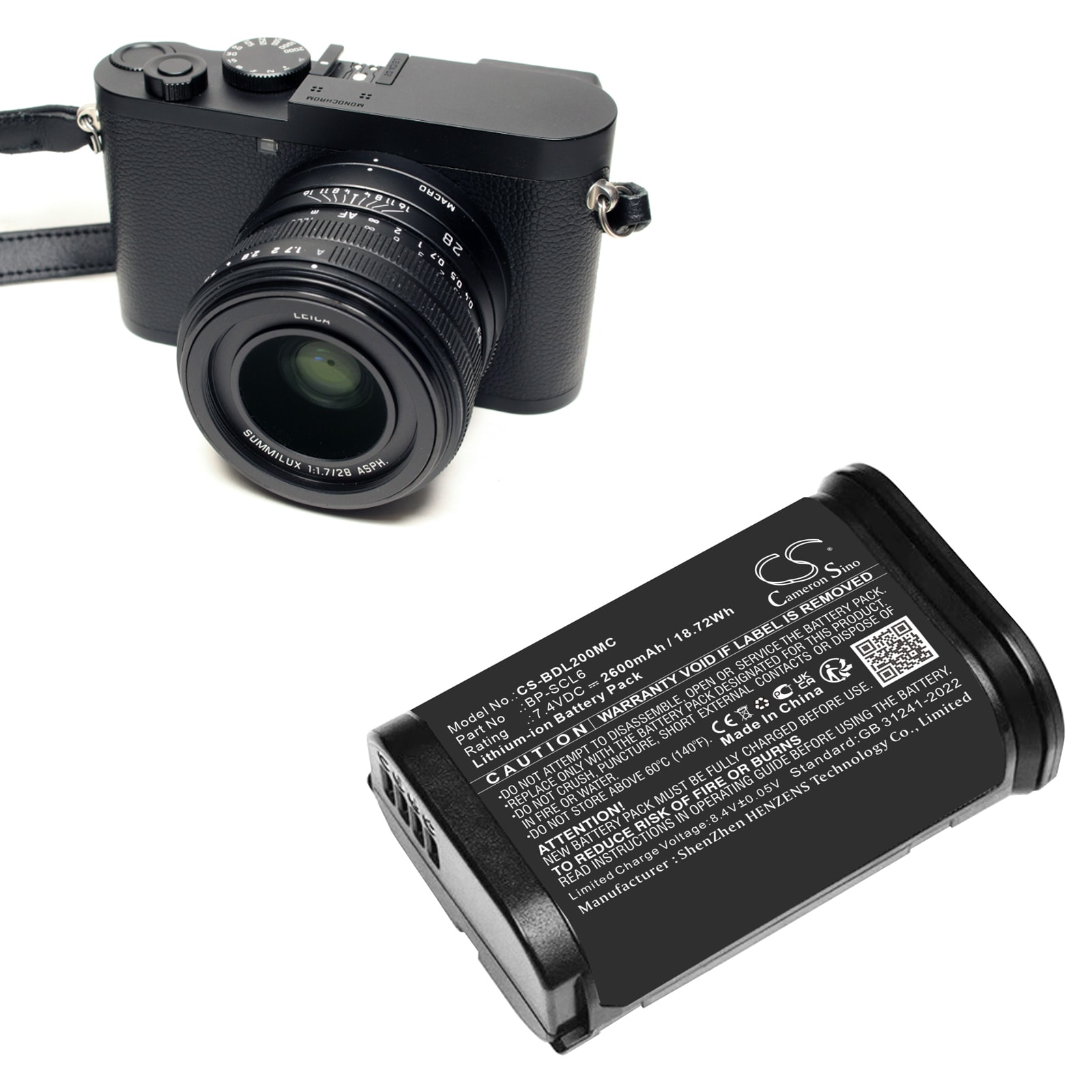 Batteri till Kamera för Leica Q2, Q3, SL2 m.fl.