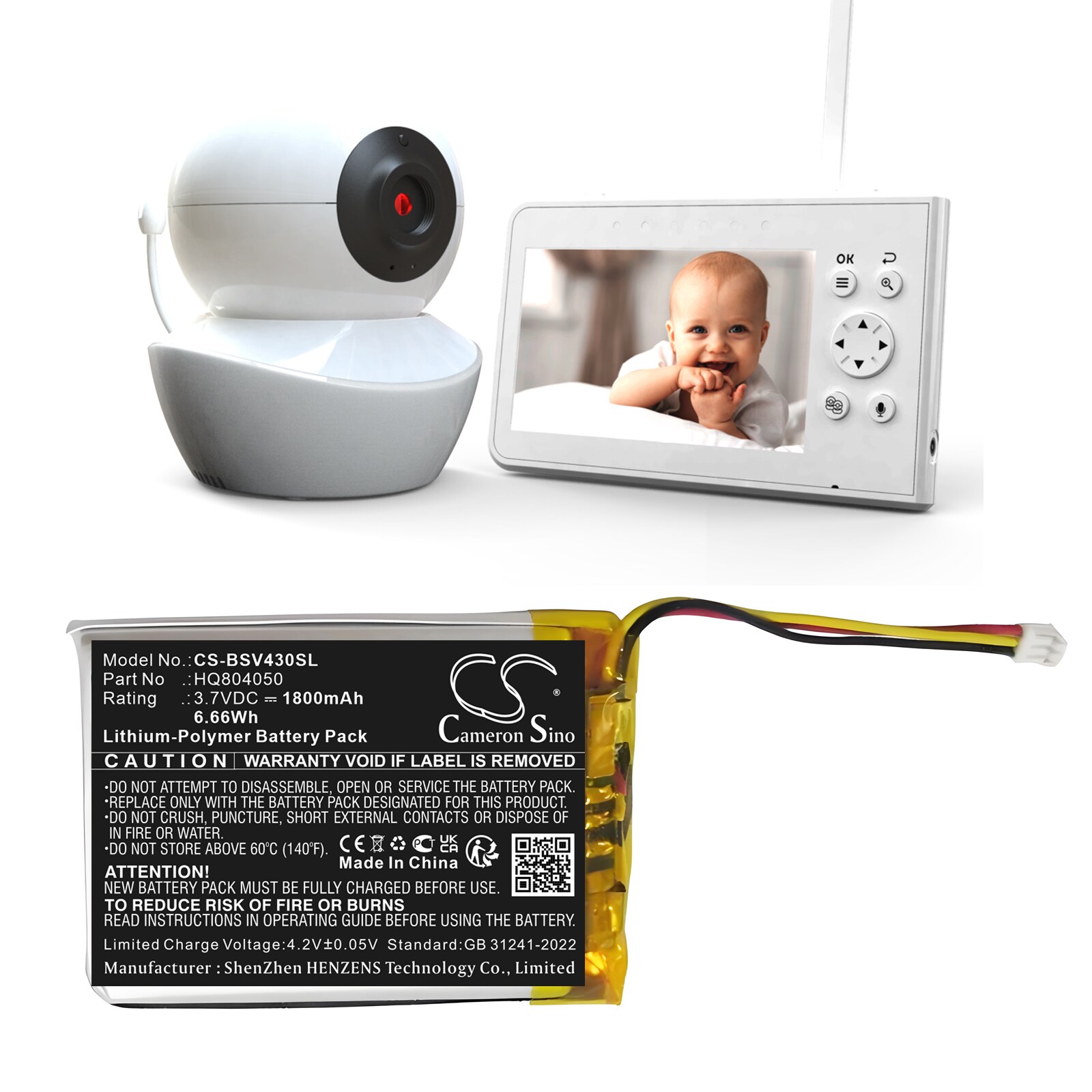 Batteri till BabyPhone för Babysense V43 Video Baby Monitor
