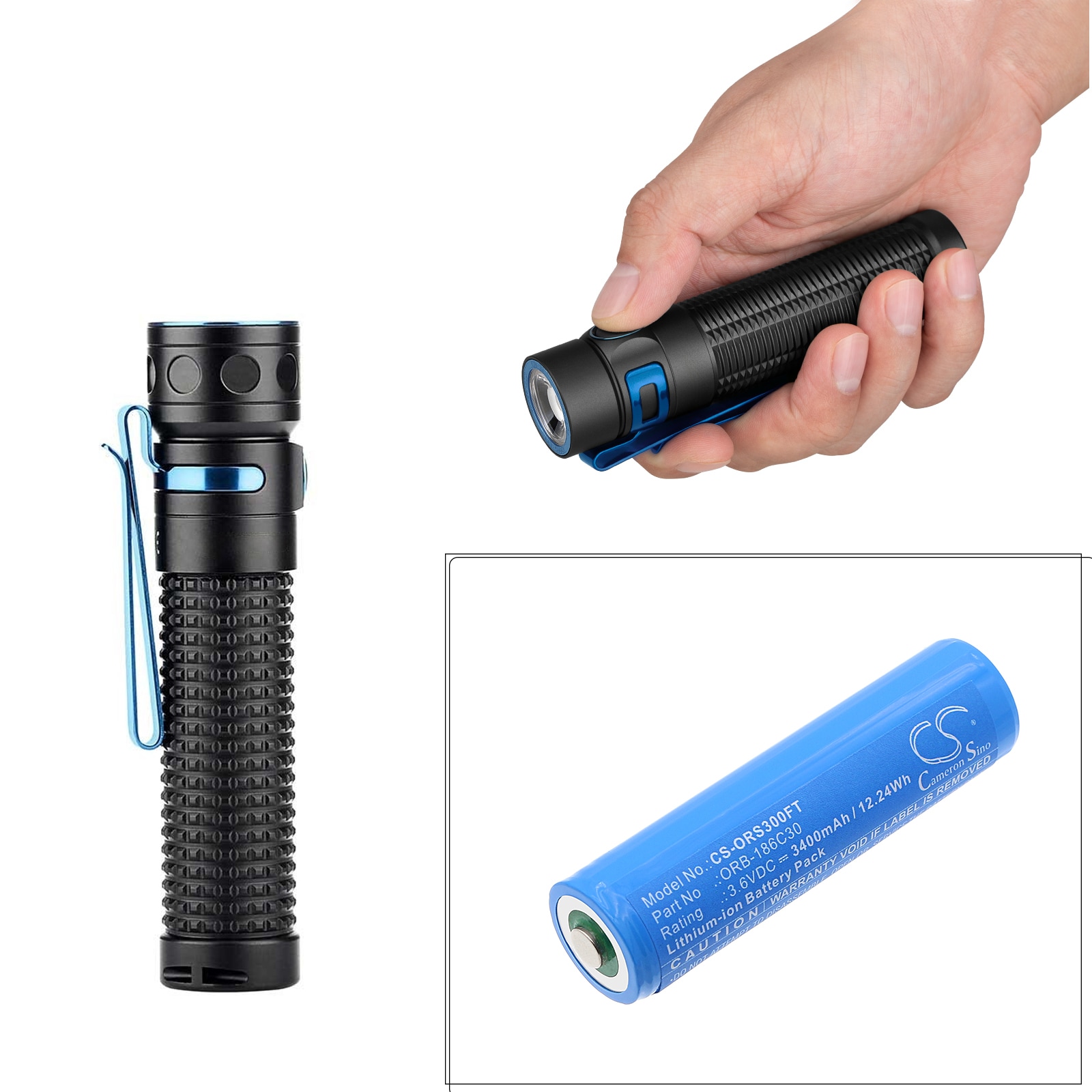 Batteri till Ficklampa för Olight Baton Pro, H2R headlamp, Perun headlamp m.fl.