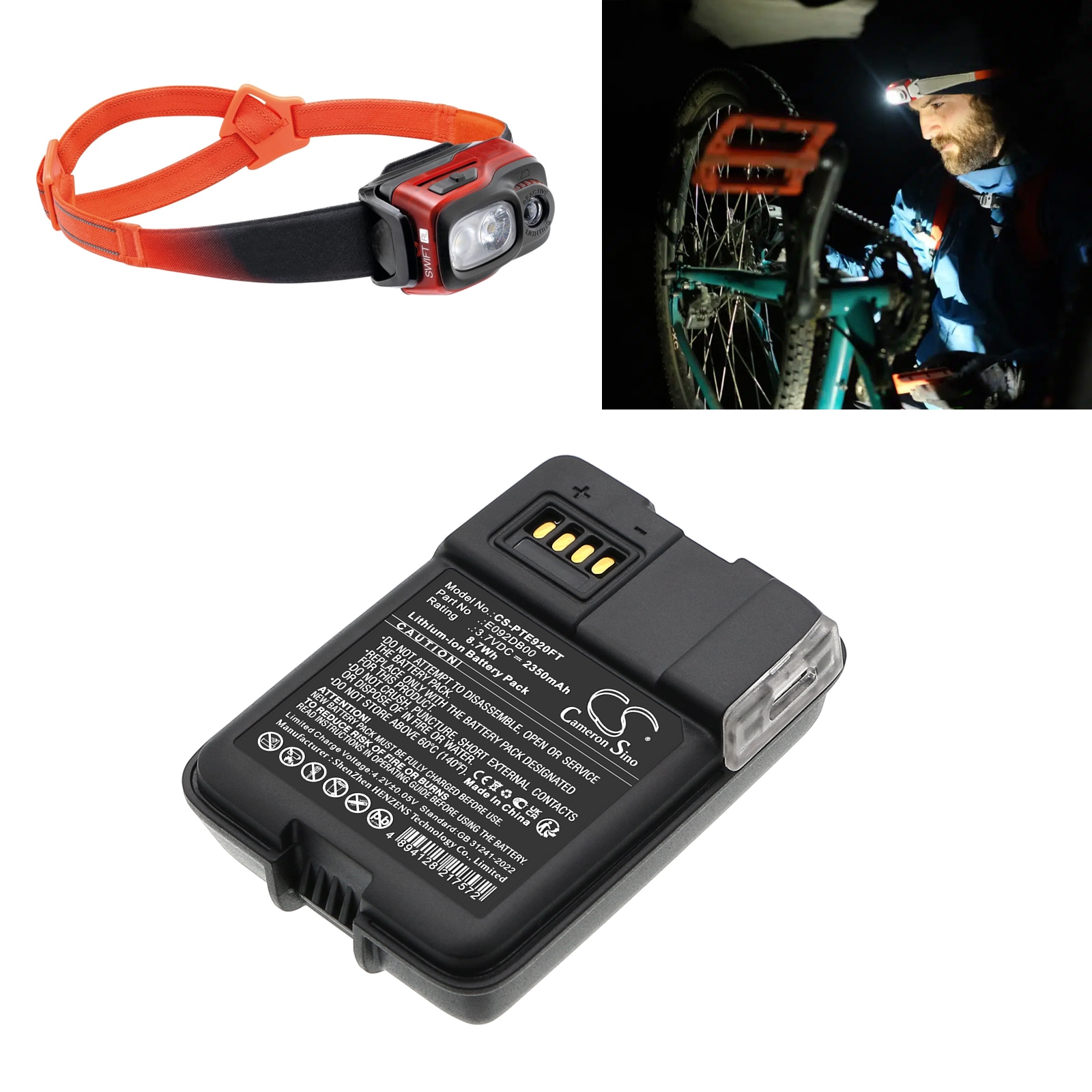 Batteri till Ficklampa för Petzl Swift RL, Swift RL Pro
