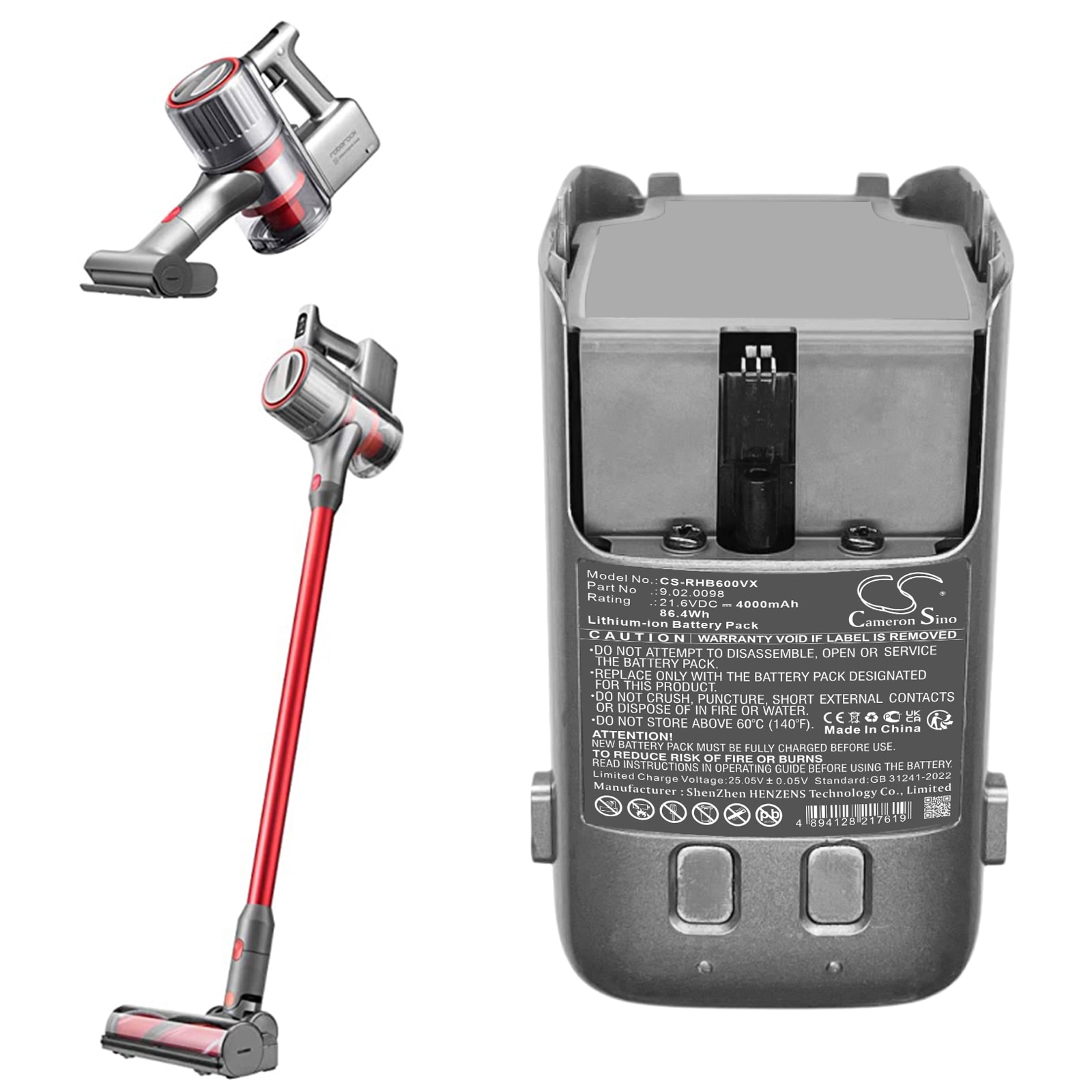 Batteri till Vakuum för Roborock H6, H6 Handheld Cordless Vacuum Cleaner, H6M1A m.fl.