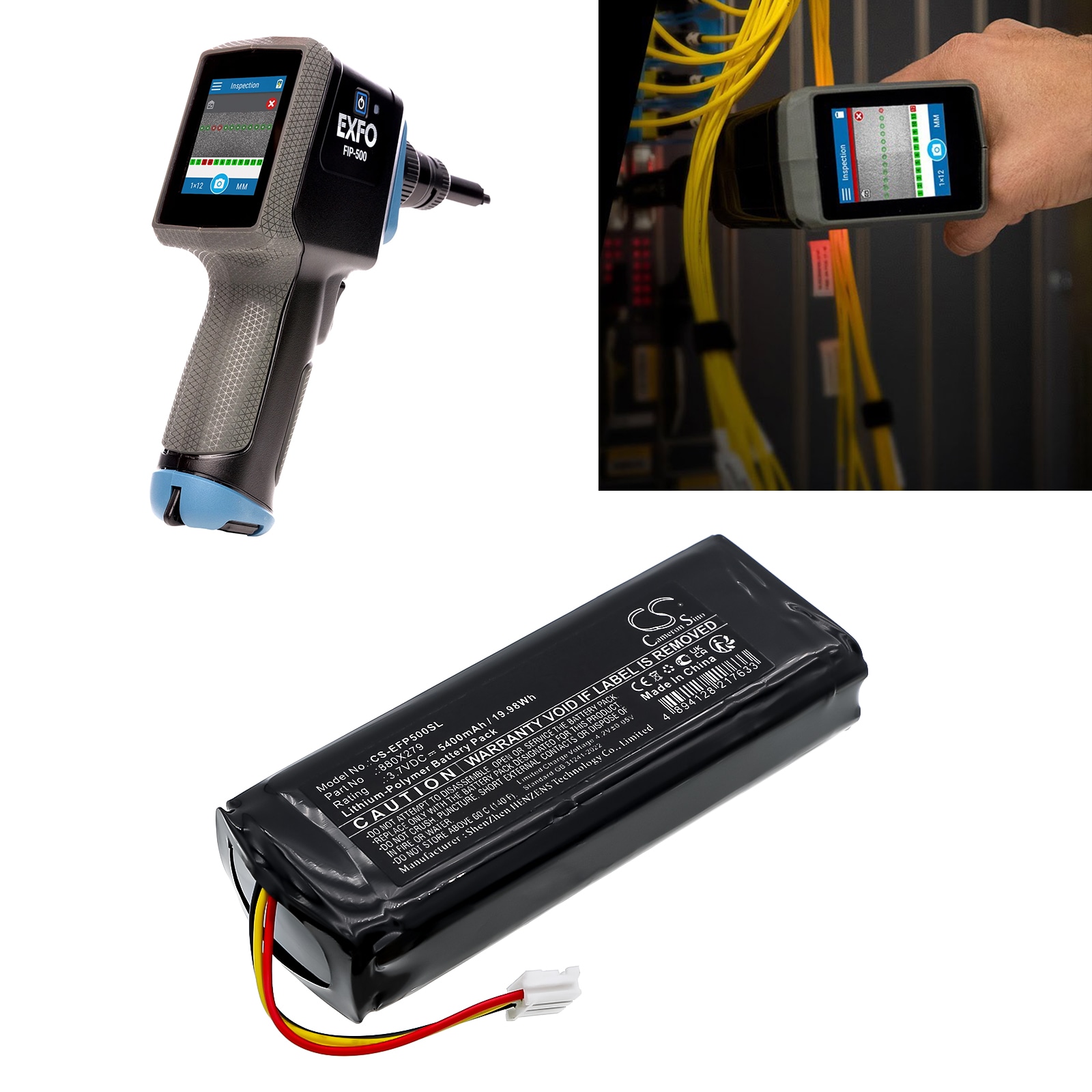 Batteri till Utrustning, undersökning, test för EXFO FIP-500 fiber inspection scope m.fl.