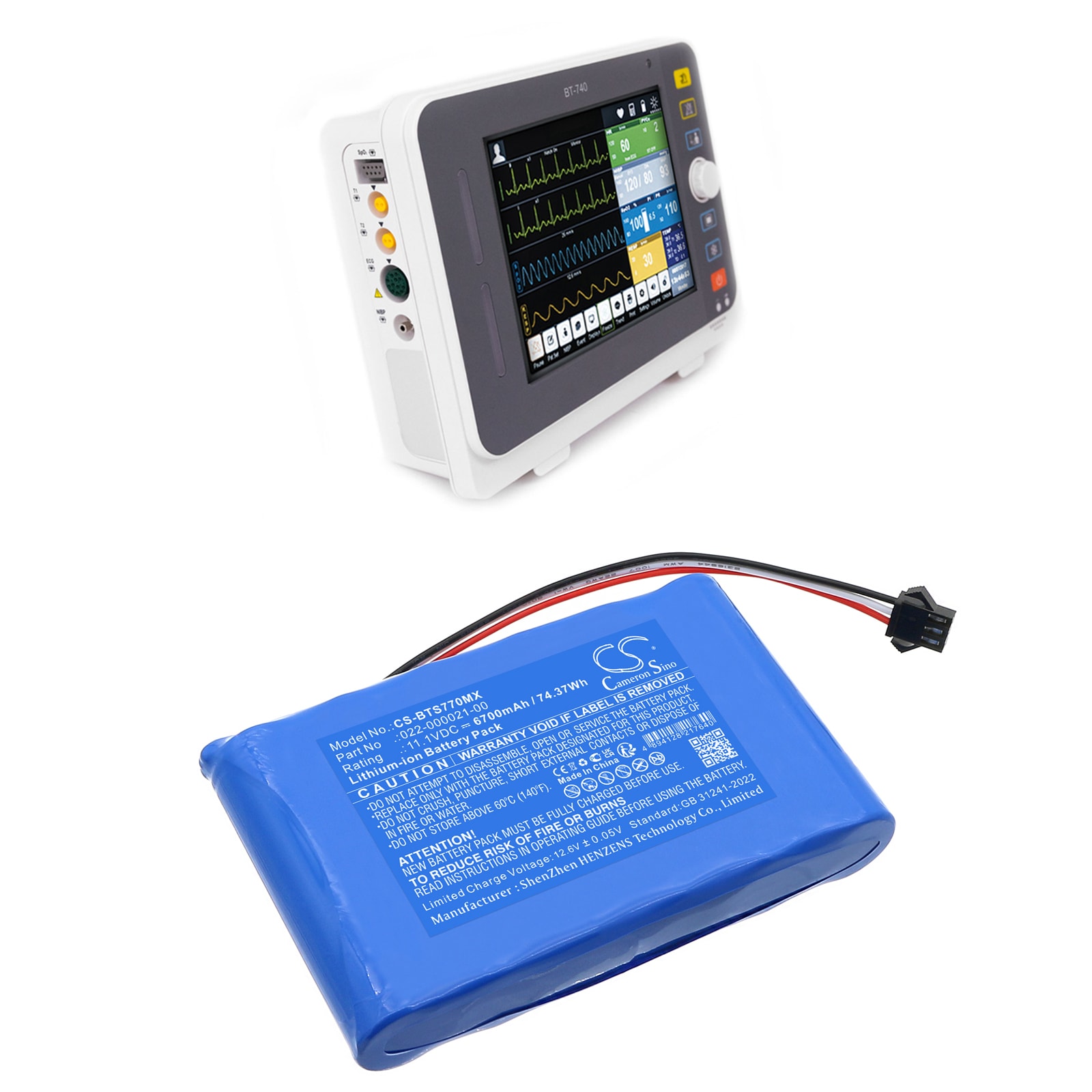 Batteri till Medicinsk för Bistos BT-740 pulse oximeter, BT-770 pulse oximeter m.fl.