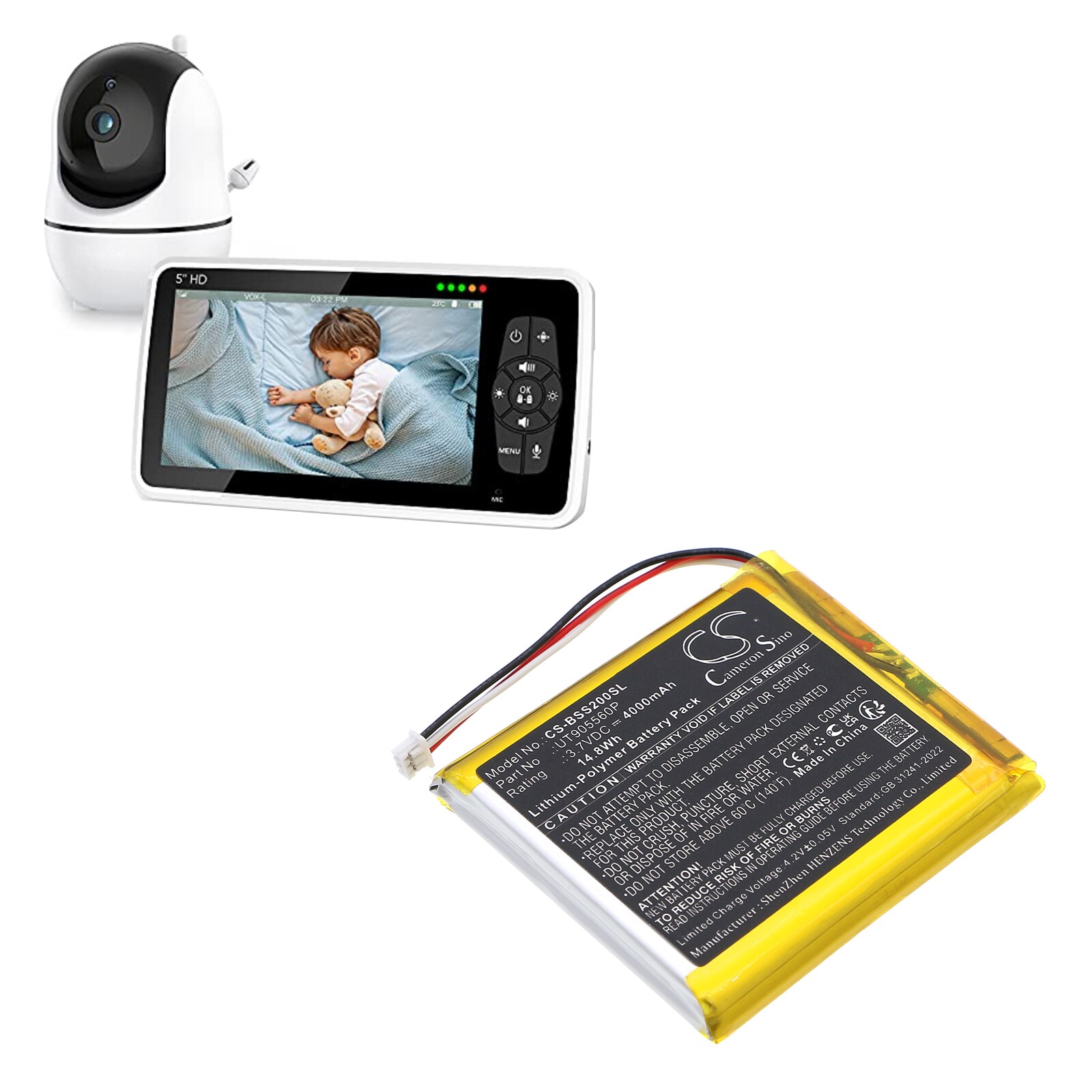 Batteri till BabyPhone för Babysense BBM01, BBM03, Bonoch BBM05 m.fl.