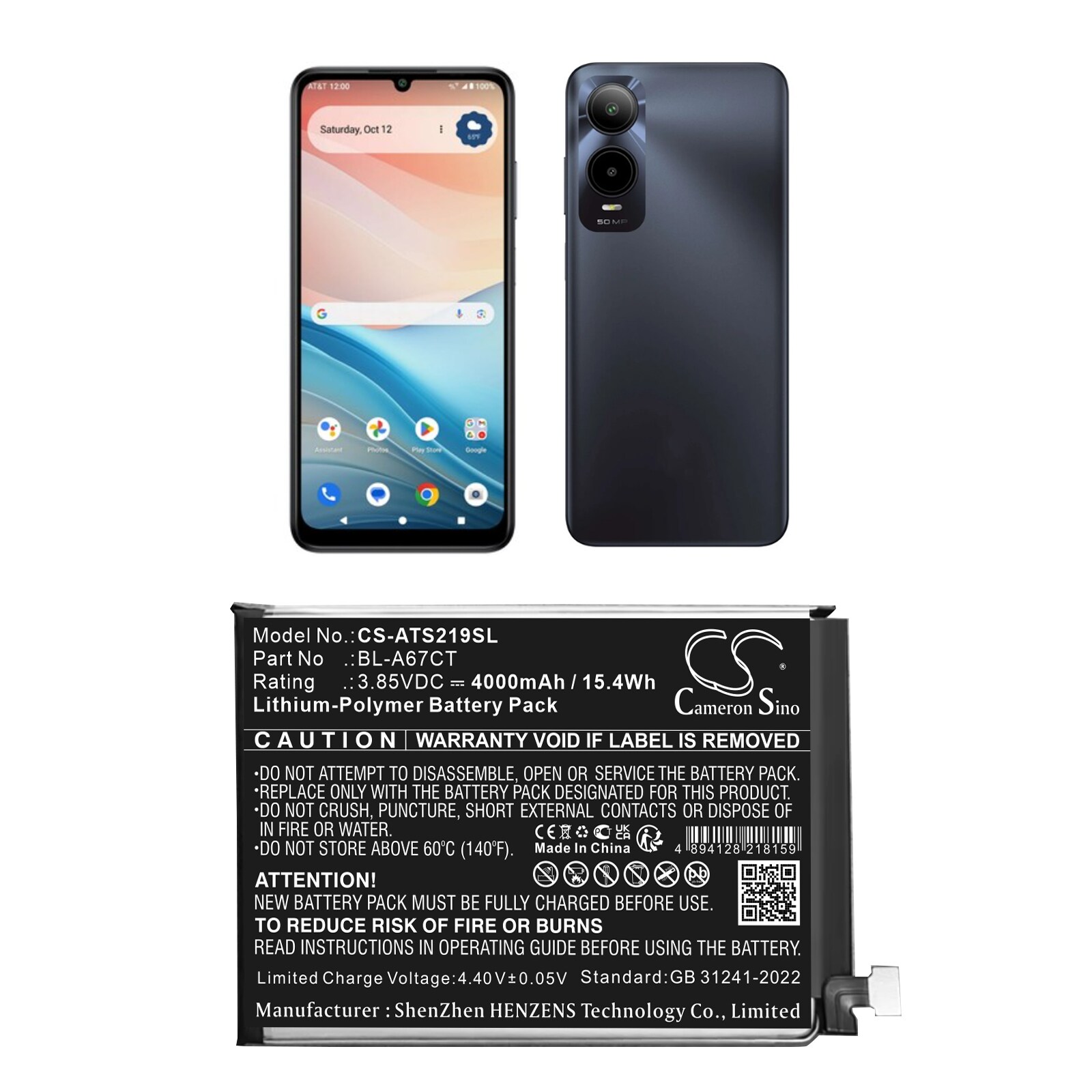 Batteri till SmartPhone, Mobil för Cricket Outlast 5G, Outlast 5G SN509C, SN509C