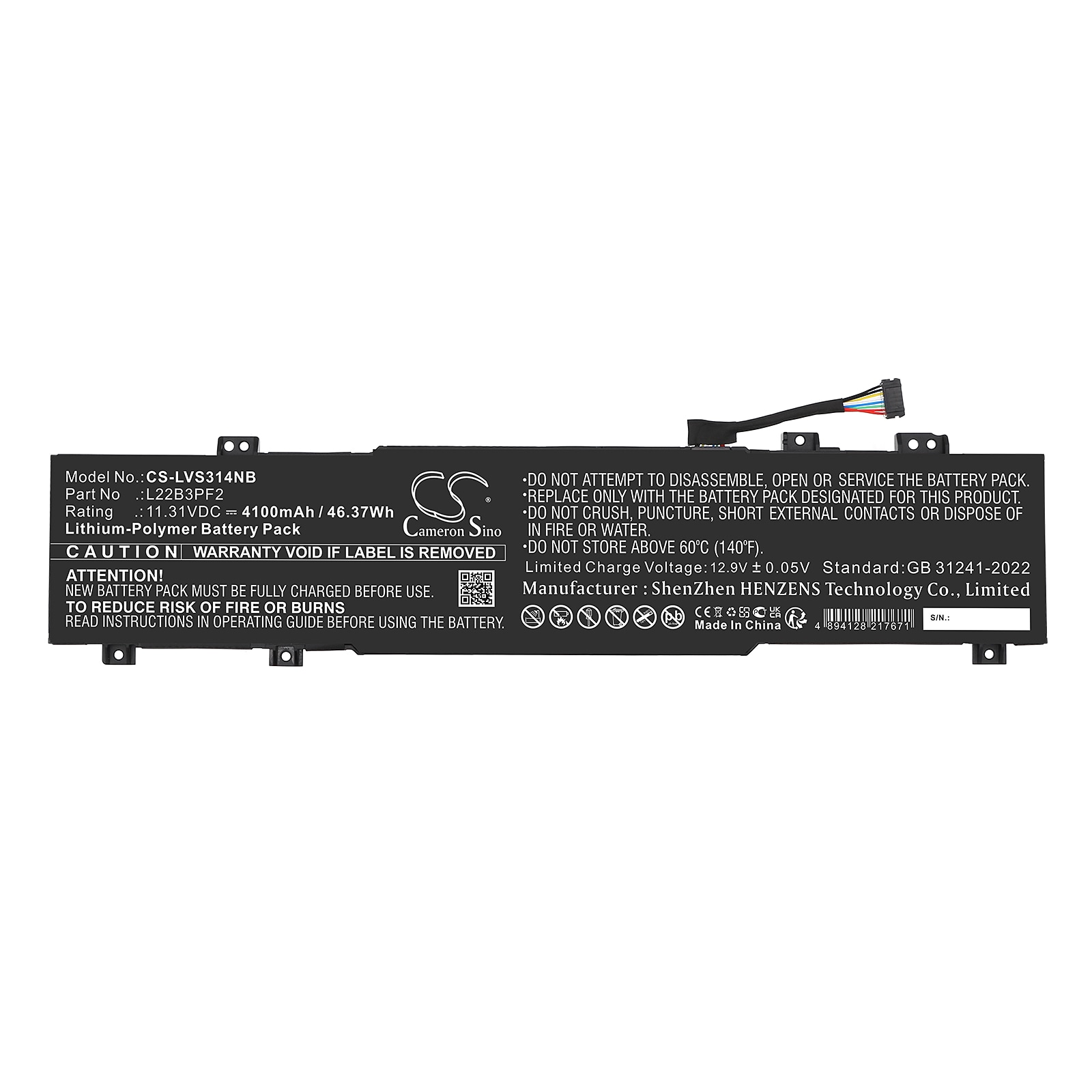 Batteri till Notebook, Bärbar dator för Lenovo IdeaPad Slim 3 14ABR8 82XL000JHH m.fl.