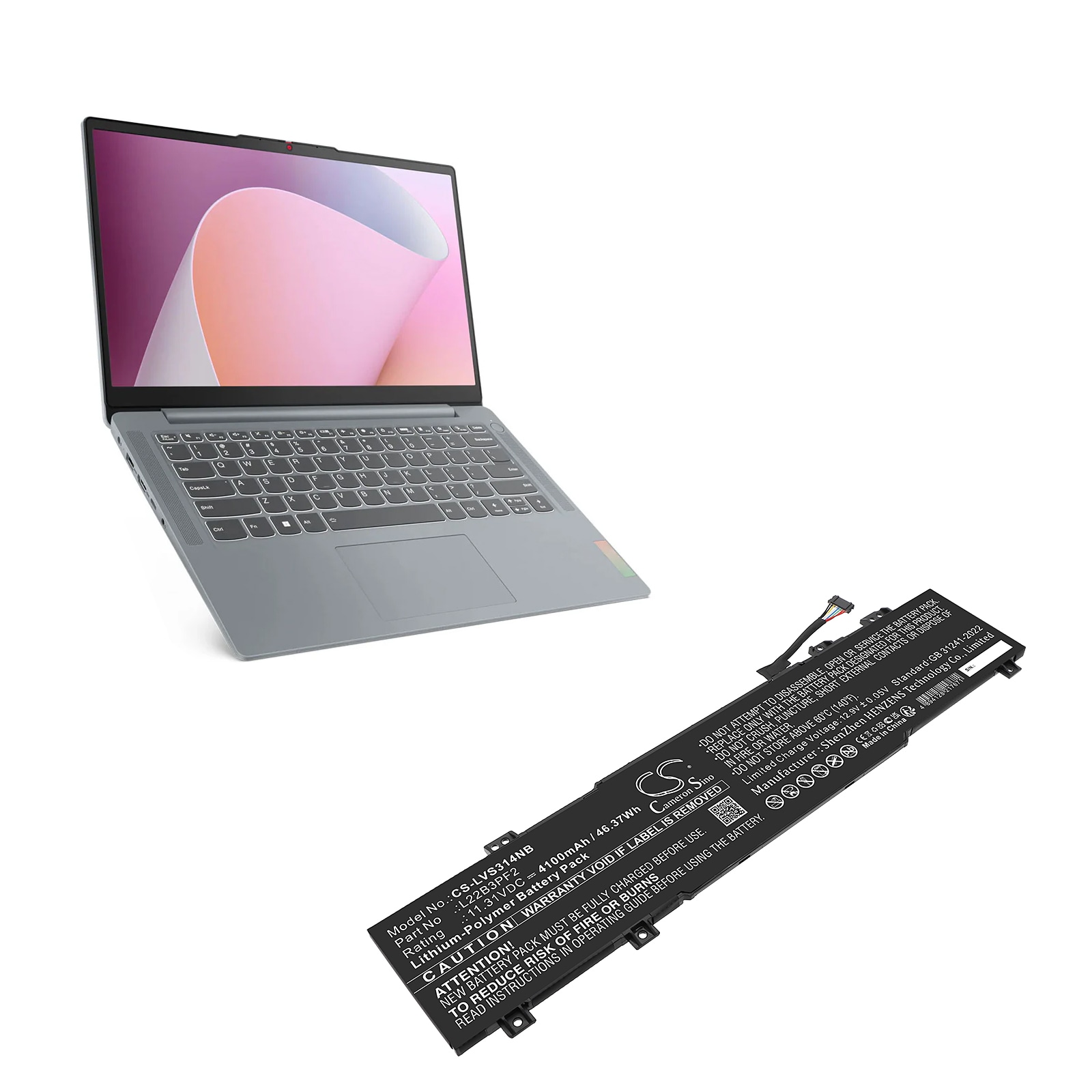 Batteri till Notebook, Bärbar dator för Lenovo IdeaPad Slim 3 14ABR8 82XL000JHH m.fl.