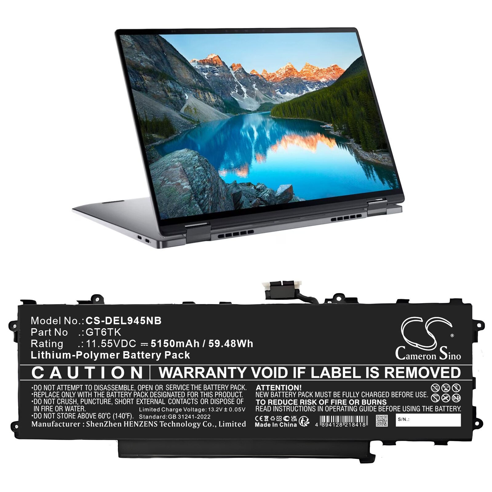 Batteri till Notebook, Bärbar dator för DELL Latitude 9440 2-in-1