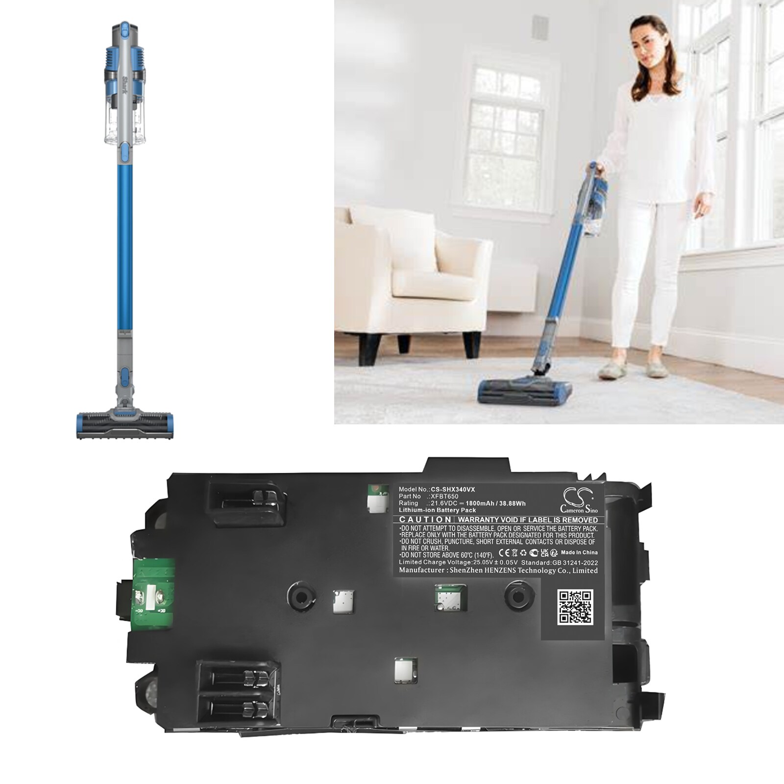 Batteri till Vakuum för Shark IX140H, IX141H, IZ340H