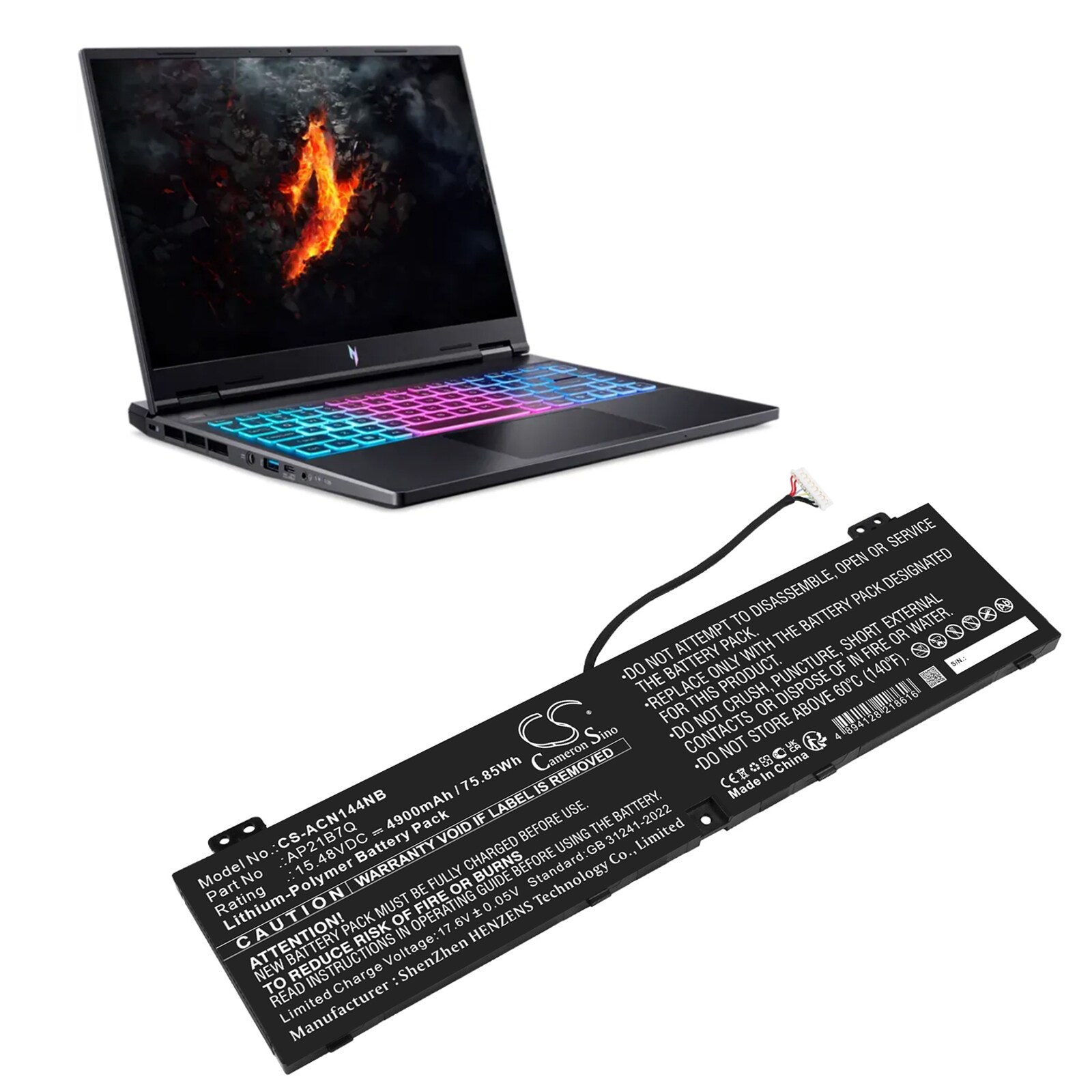 Batteri till Notebook, Bärbar dator för Acer Nitro 14 (AN14-41) m.fl.