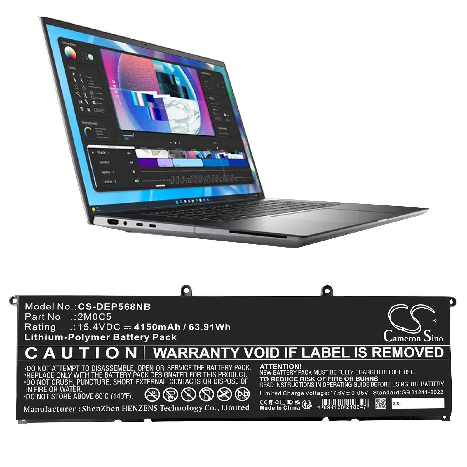 Batteri till Notebook, Bärbar dator för DELL Precision 5680