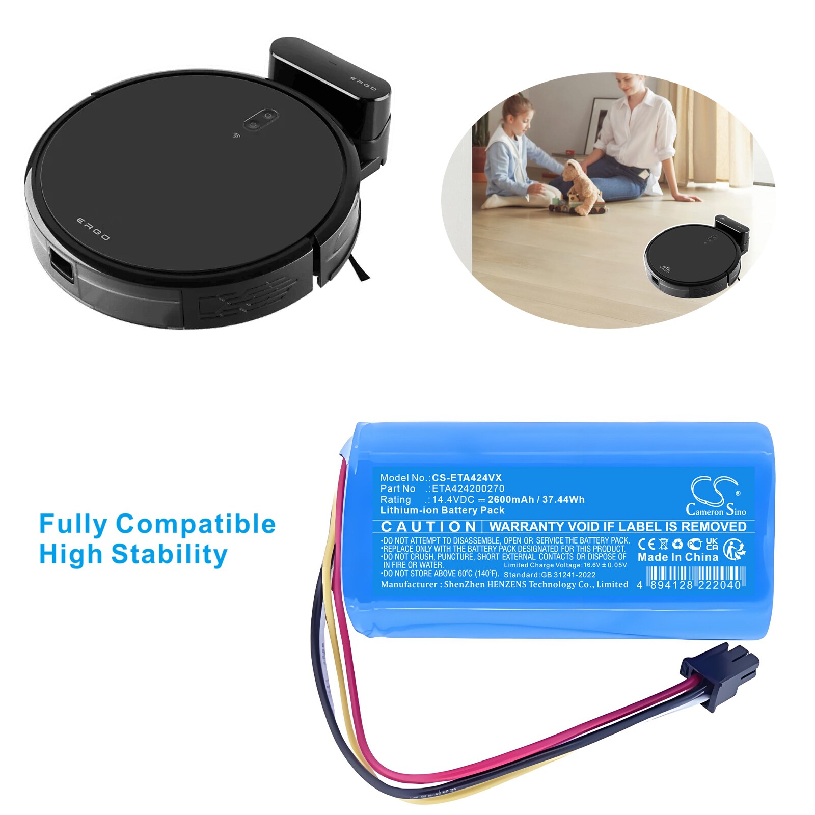 Batteri till Vakuum för ETA 2218 9000 Ergo, 2218 Ergo, Ergo 2218