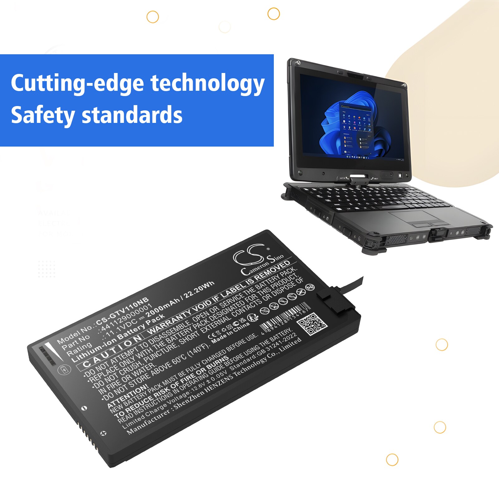 Batteri till Notebook, Bärbar dator för Getac V110