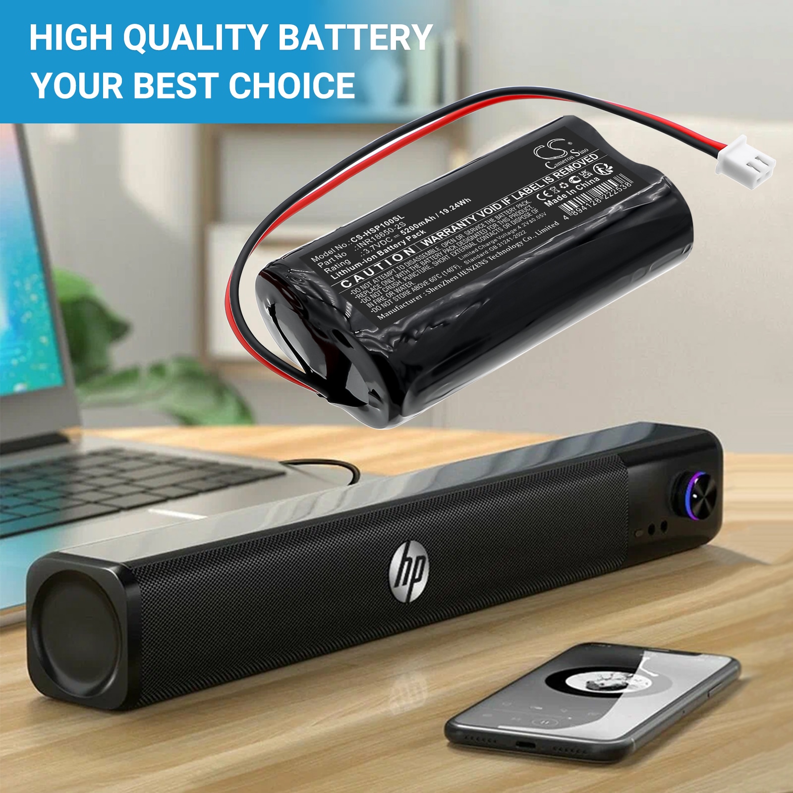 Batteri till Högtalare för HP WS10 Pro Speaker
