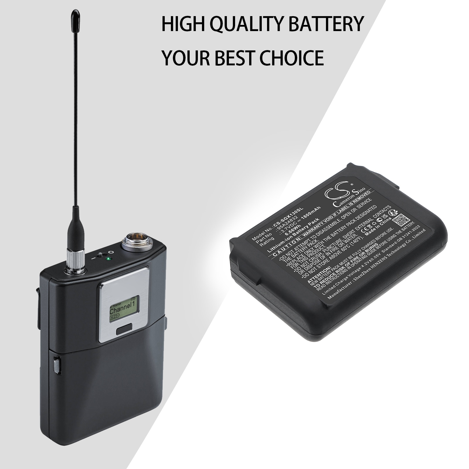 Batteri till Sändare & Mottagare för SHURE, ADX1 LEMO 3-Pin Transmitters m.fl.