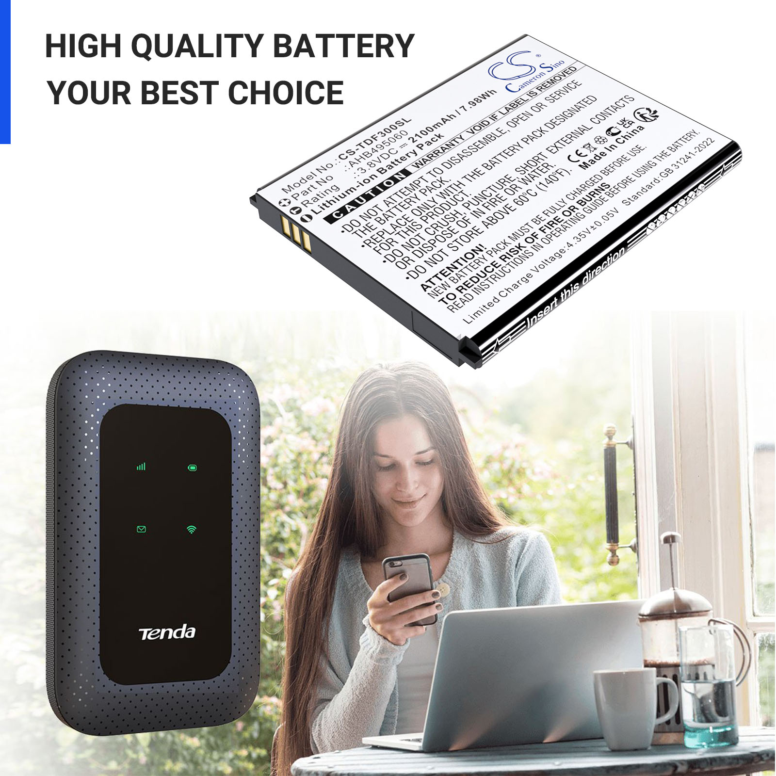 Batteri till Hotspot för Tenda 4G180. 4G LTE, 4G185, 4G185 4G LTE m.fl.