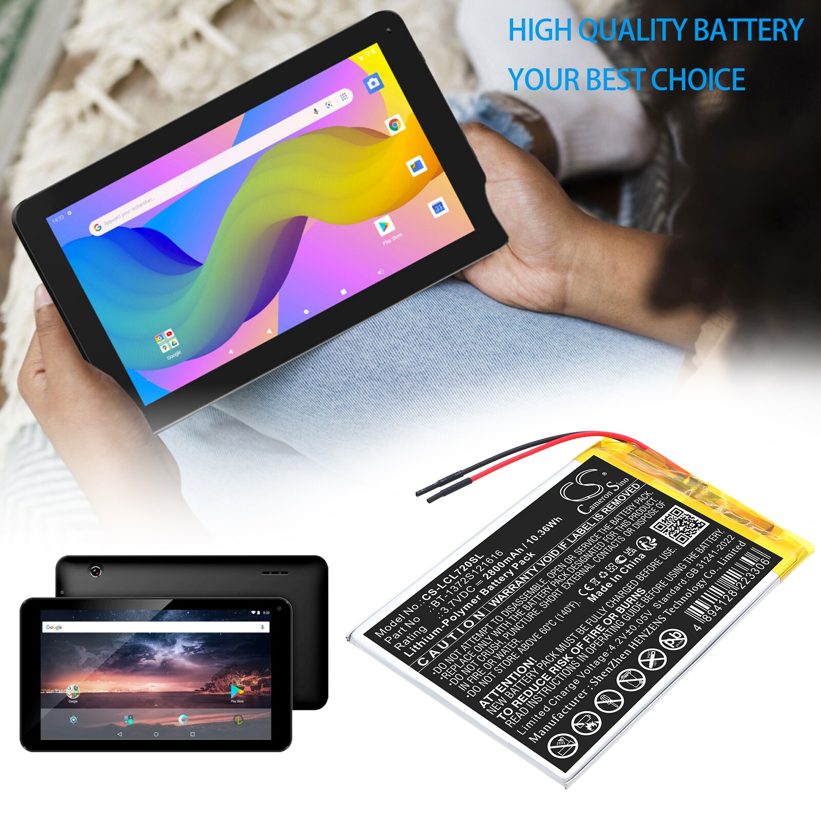 Batteri till Tablett för Polaroid MIDS747PXE, MIDS747PXE52