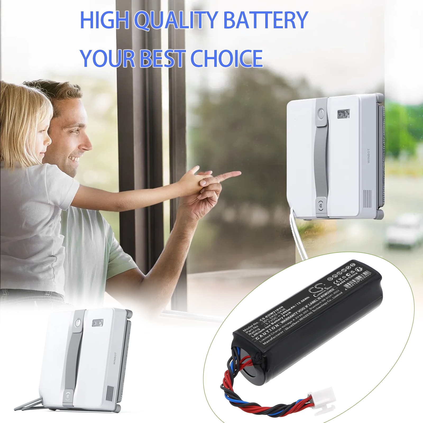 Batteri till Vakuum för Ecovacs Winbot Mini, Winbot W1S, Winbot W2 Pro