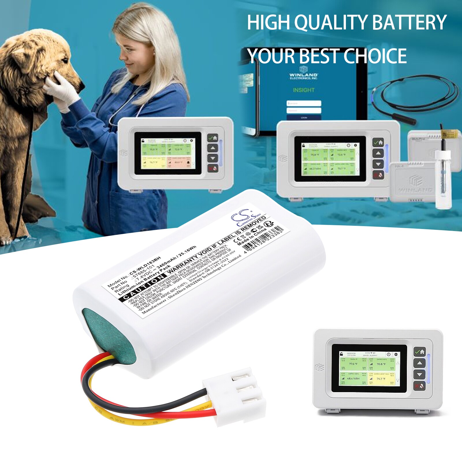 Batteri till Larmsystem för Winland D-011-0183, EAPro-GTWY
