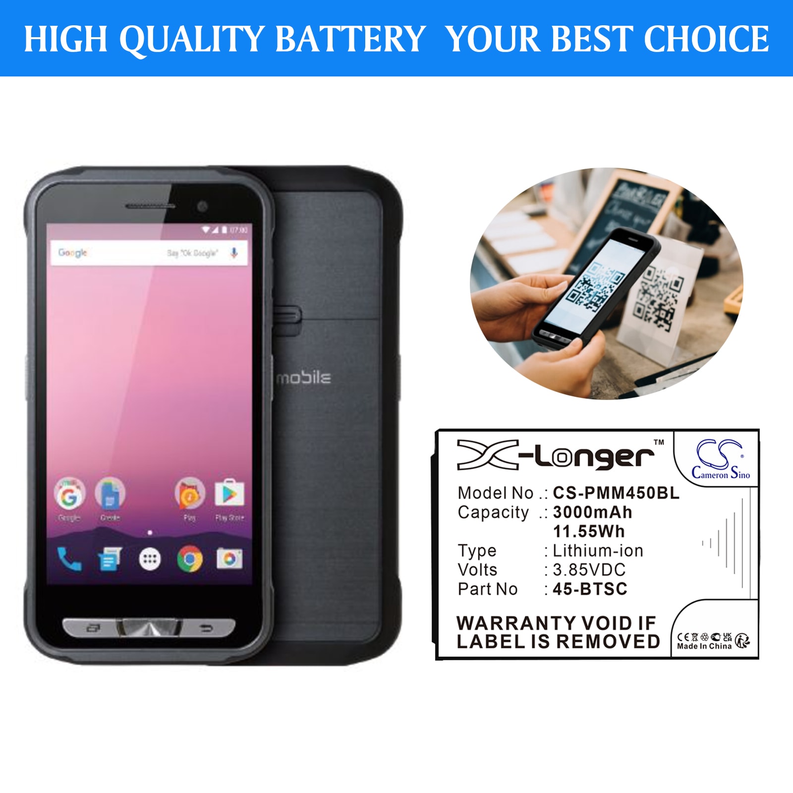 Batteri till Streckkodsläsare för Point Mobile PM45