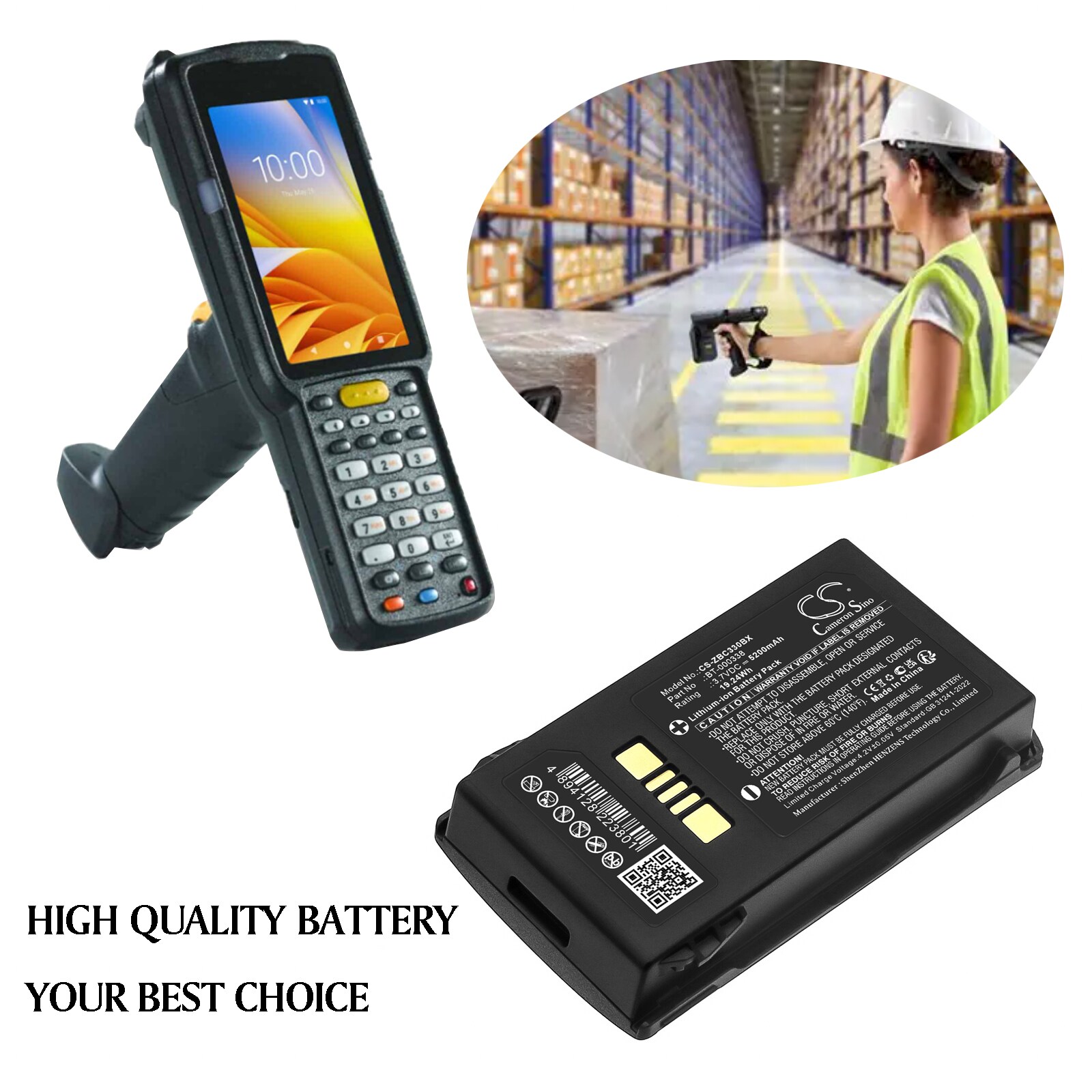 Batteri till Streckkodsläsare för Zebra MC33, MC330, MC3300 m.fl.