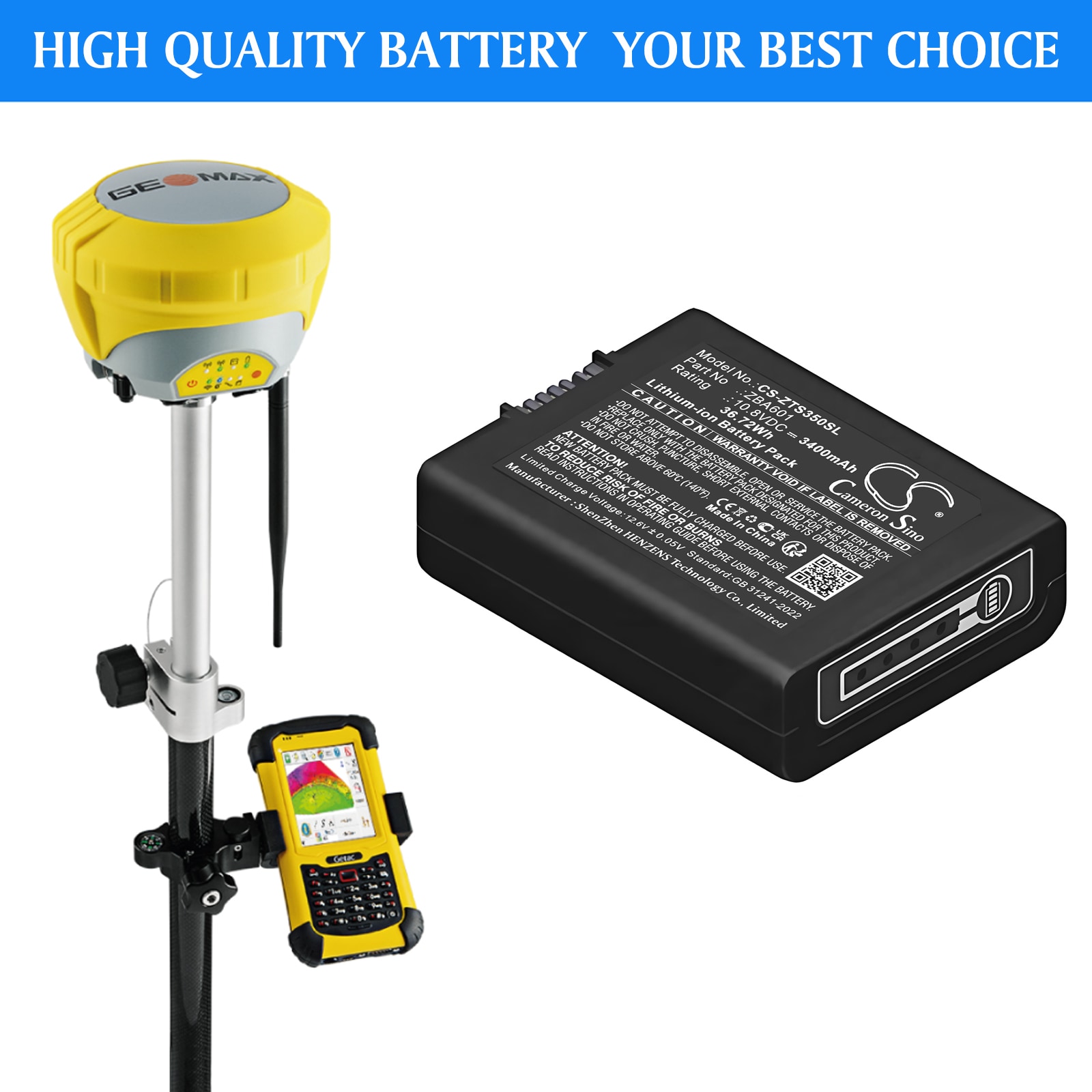 Batteri till Utrustning, undersökning, test för Geomax Zenith 35 GPS GNSS, Zenith35