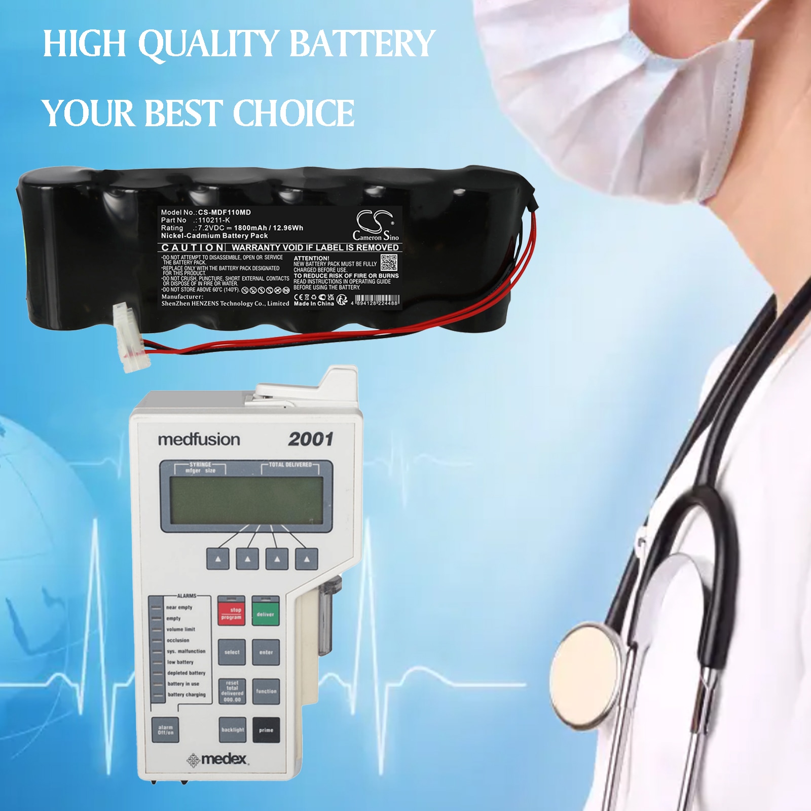 Batteri till Medicinsk för Medfusion Infusor 2001, Infusor 2010 Pump