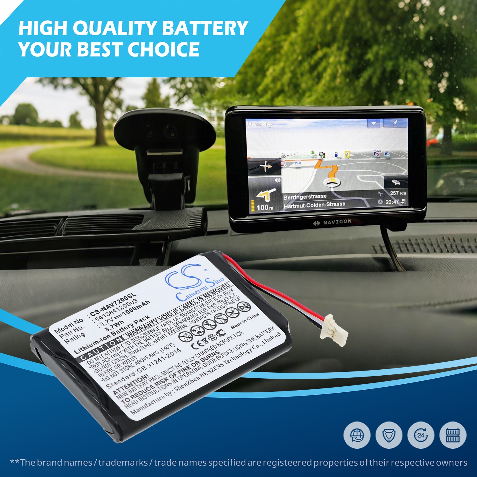 Batteri till navigator, GPS för Navigon 72 Easy, 72 Plus Live