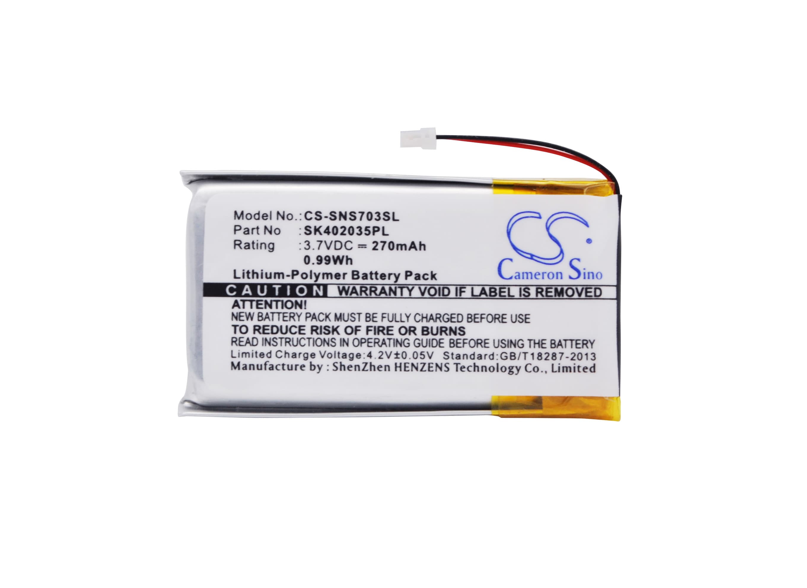 Batteri till Mediaspelare för Sony NW-S603F, NW-S703F, NW-S705F