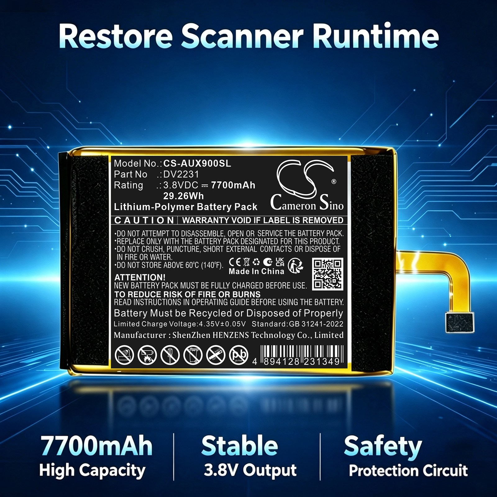 Batteri till Diagnostisk skanner för Autel MaxiCheck MX900, MaxiCheck MX900IM 906bt2