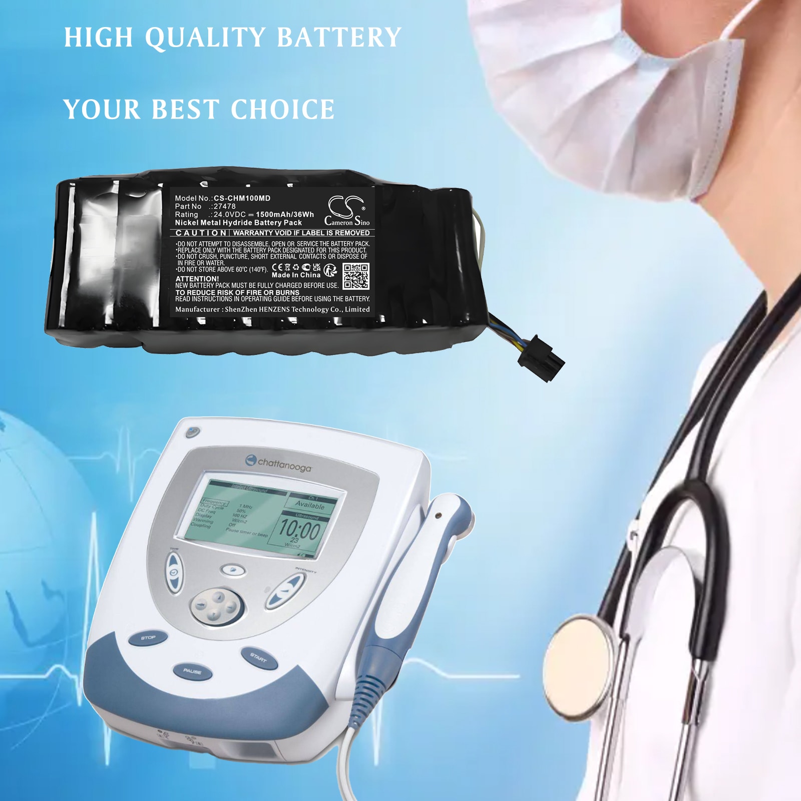 Batteri till Medicinsk för Chattanooga  Intelect Mobile 1 Range m.fl.