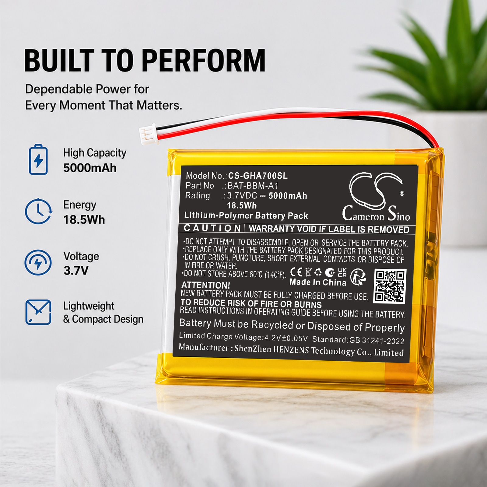 Batteri till Babyfon för GHB ABM720, ABM700