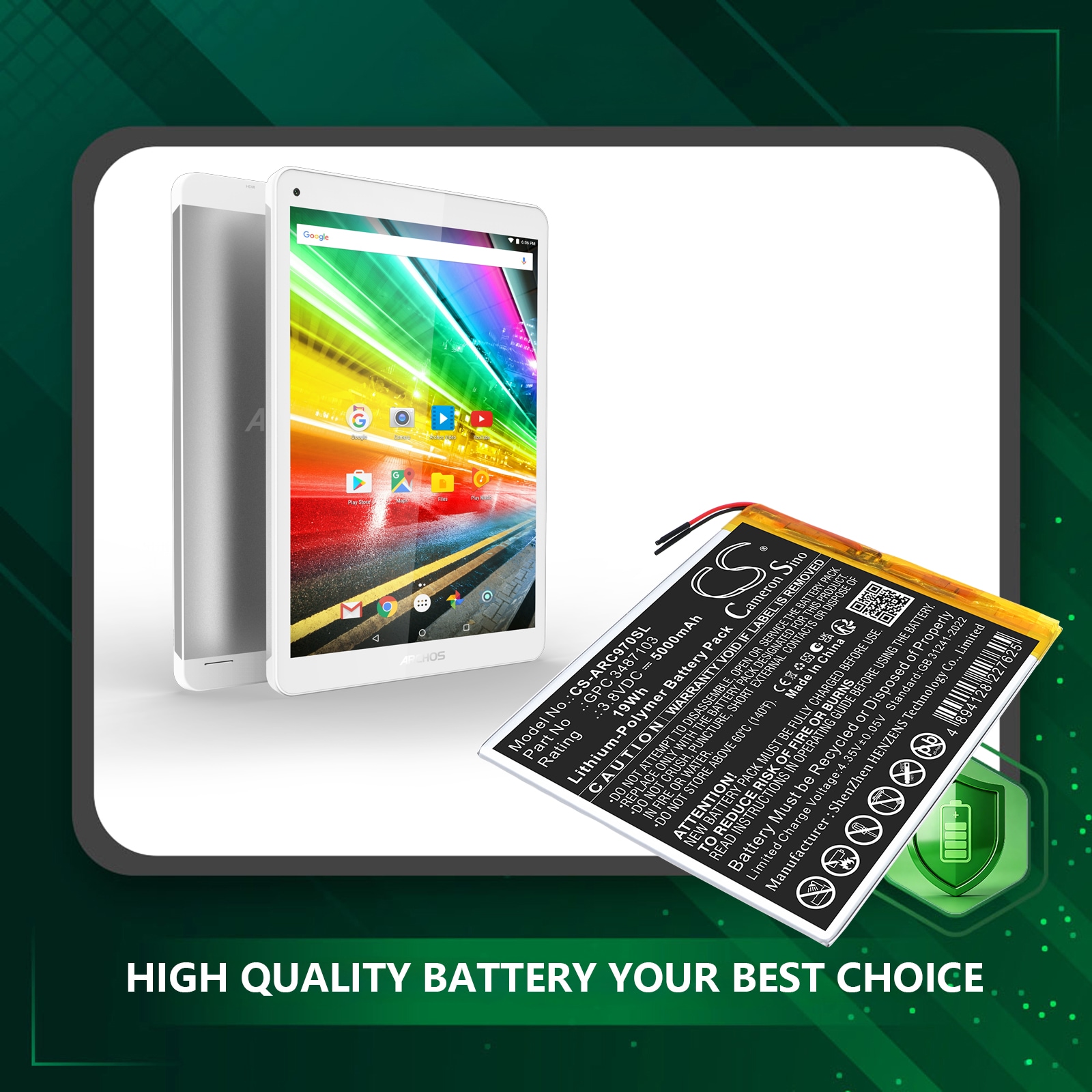 Batteri till Surfplatta för Archos  AC97CPL, 97C Platinum