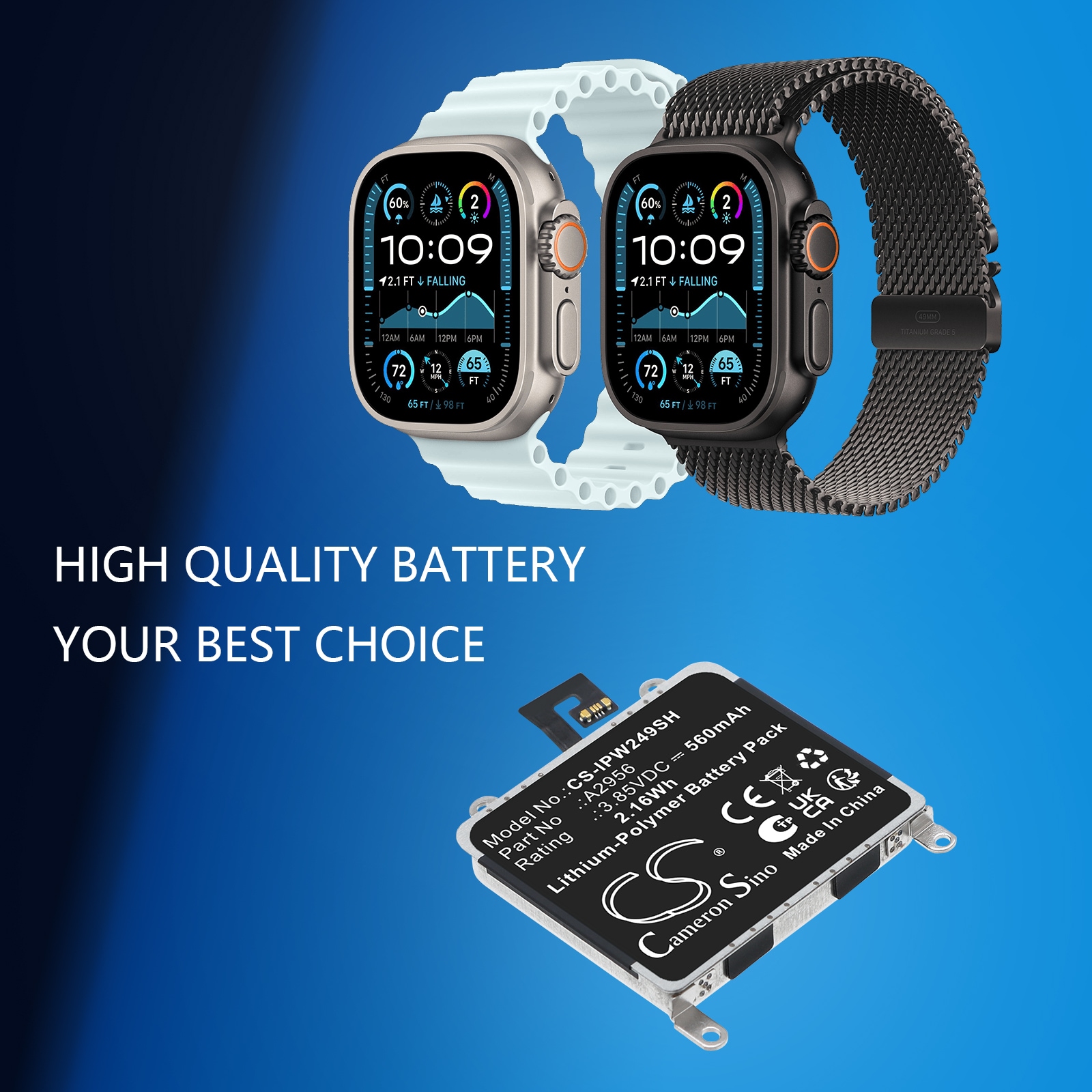 Batteri till Smartklocka för Apple  A2686,  A2887, Watch Ultra 2 m.fl.