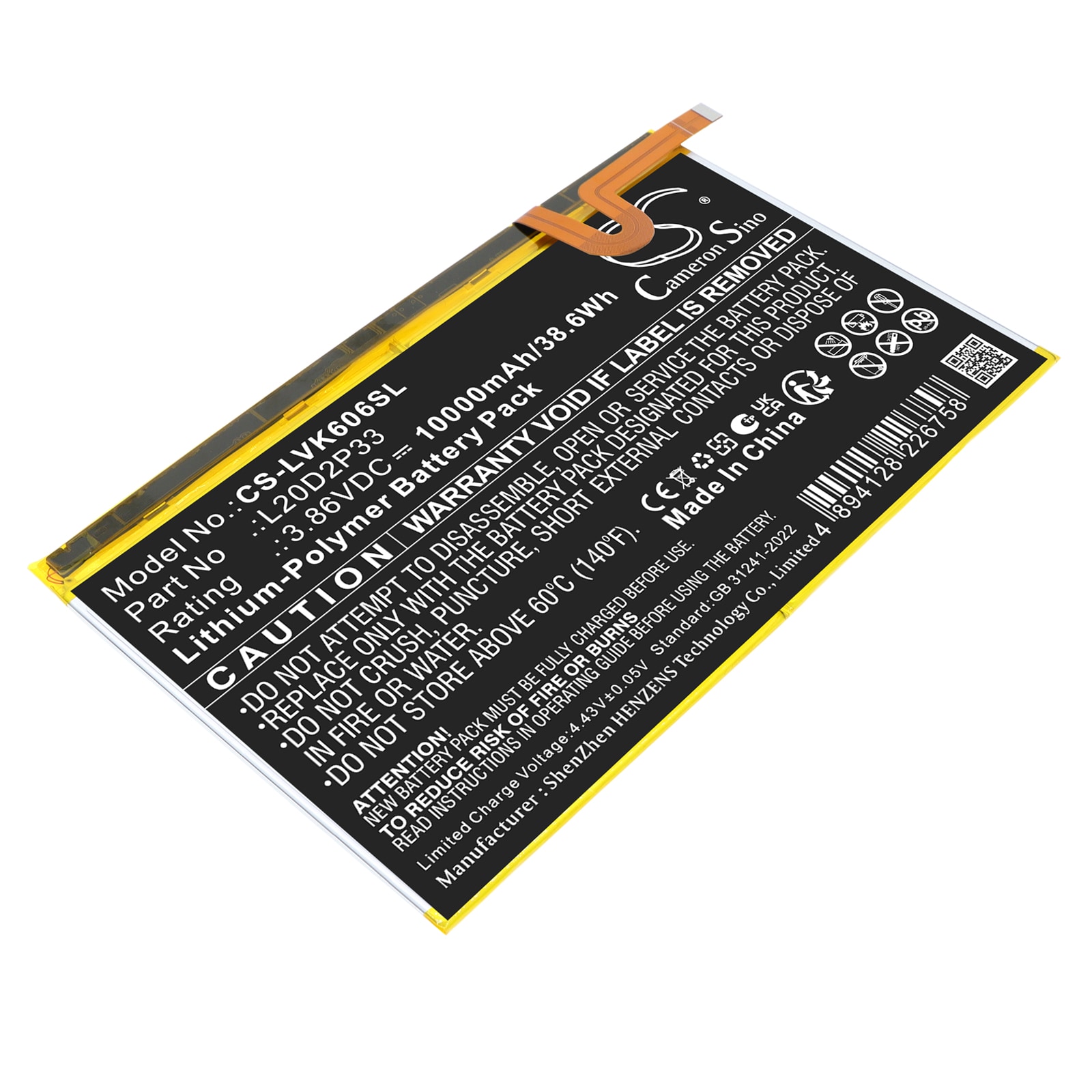 Batteri till Surfplatta för Lenovo Yoga Pad Pro,  YT-K606FW