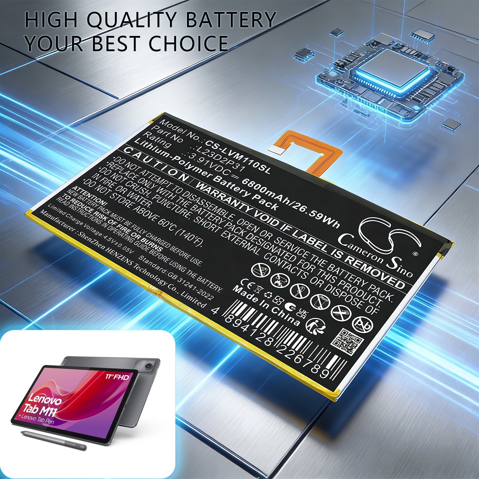 Batteri till Surfplatta för Lenovo Pad 2024 TB331FC,  Pad 2024 TB331FU,  Tab M11