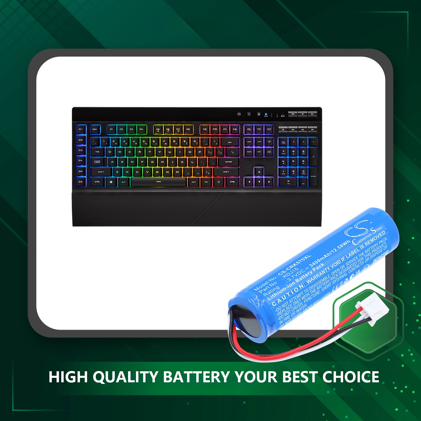 Batteri till mus, Tangentbord för Corsair  K57 RGB Wireless Gaming Keyboard, K57