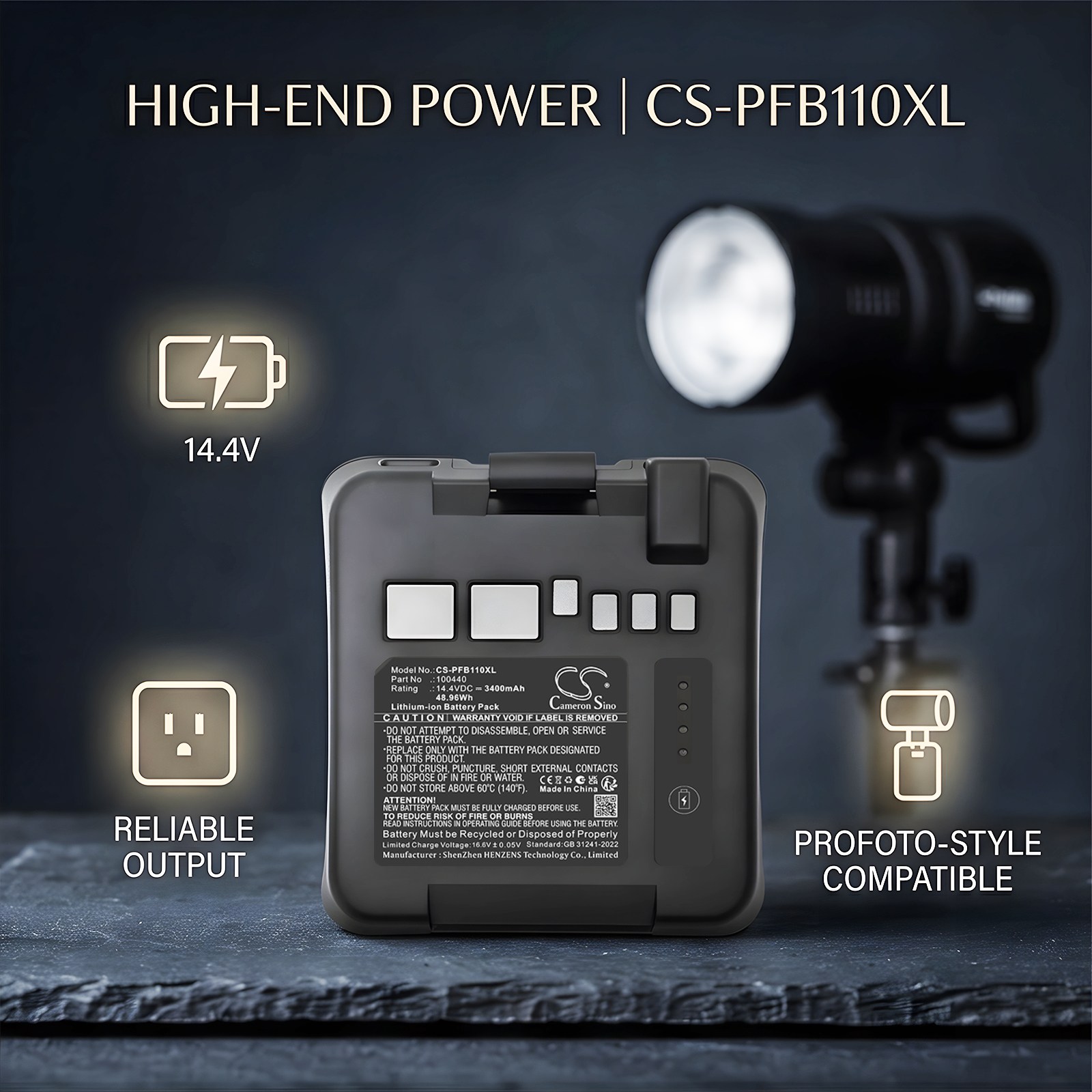 Batteri till Stroboskopbelysning för Profoto B10, B10 Plus, B10X m.fl.