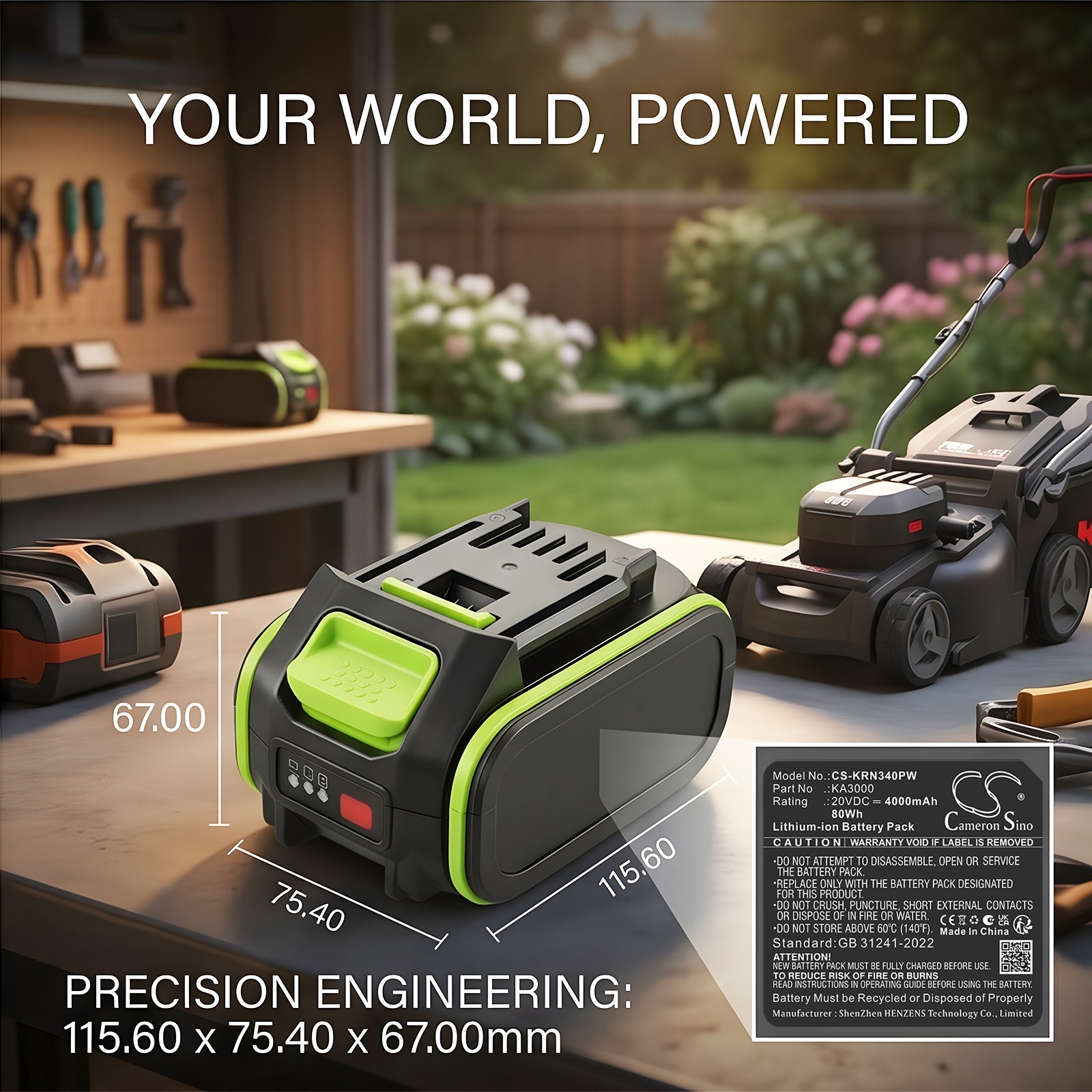 Batteri till Gräsklippare för Kress  40 V 37 cm Cordless Brushless Push Lawn mower m.fl.