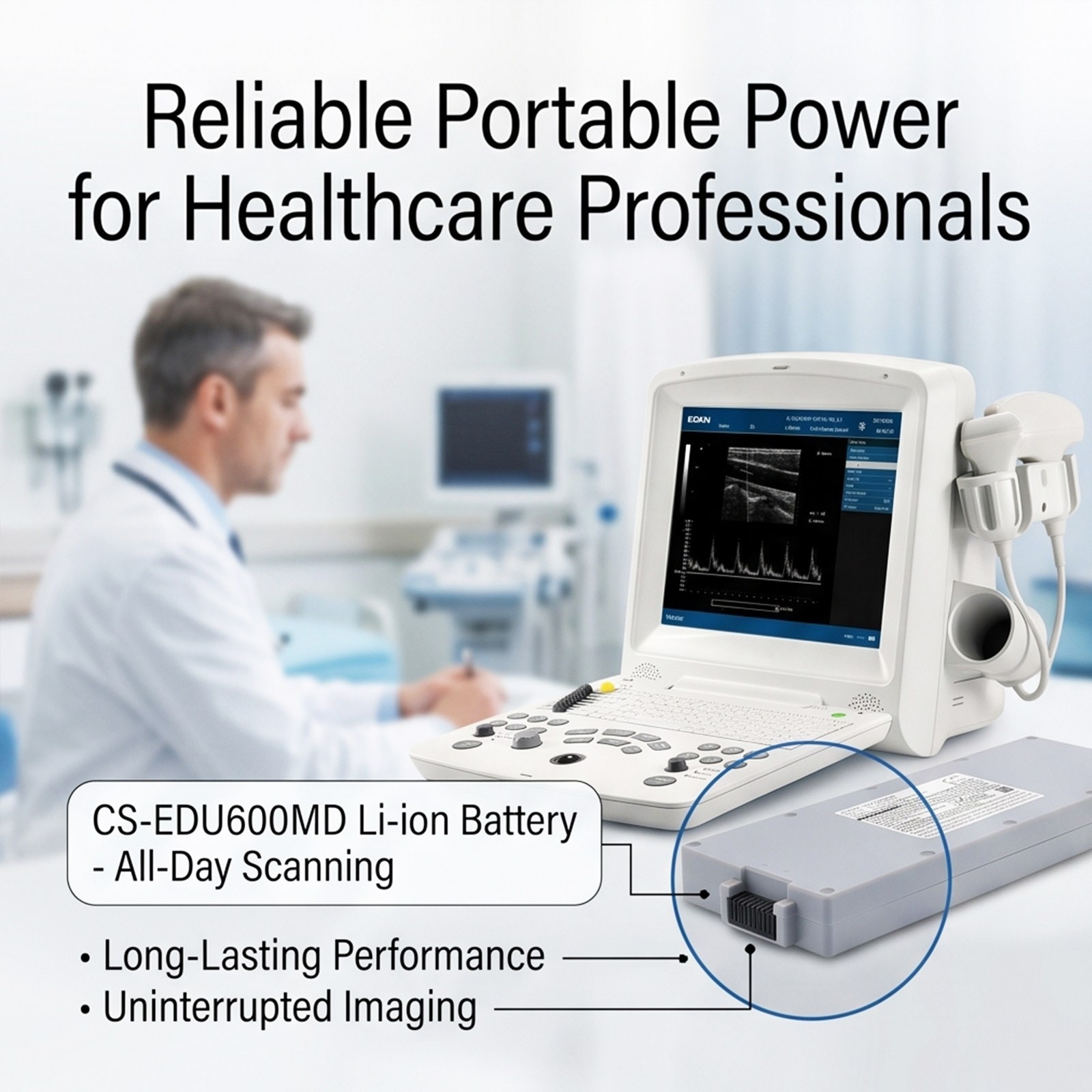 Batteri till Medicinsk för EDAN DUS60, DUS 60 diagnostic ultrasound systems m.fl.