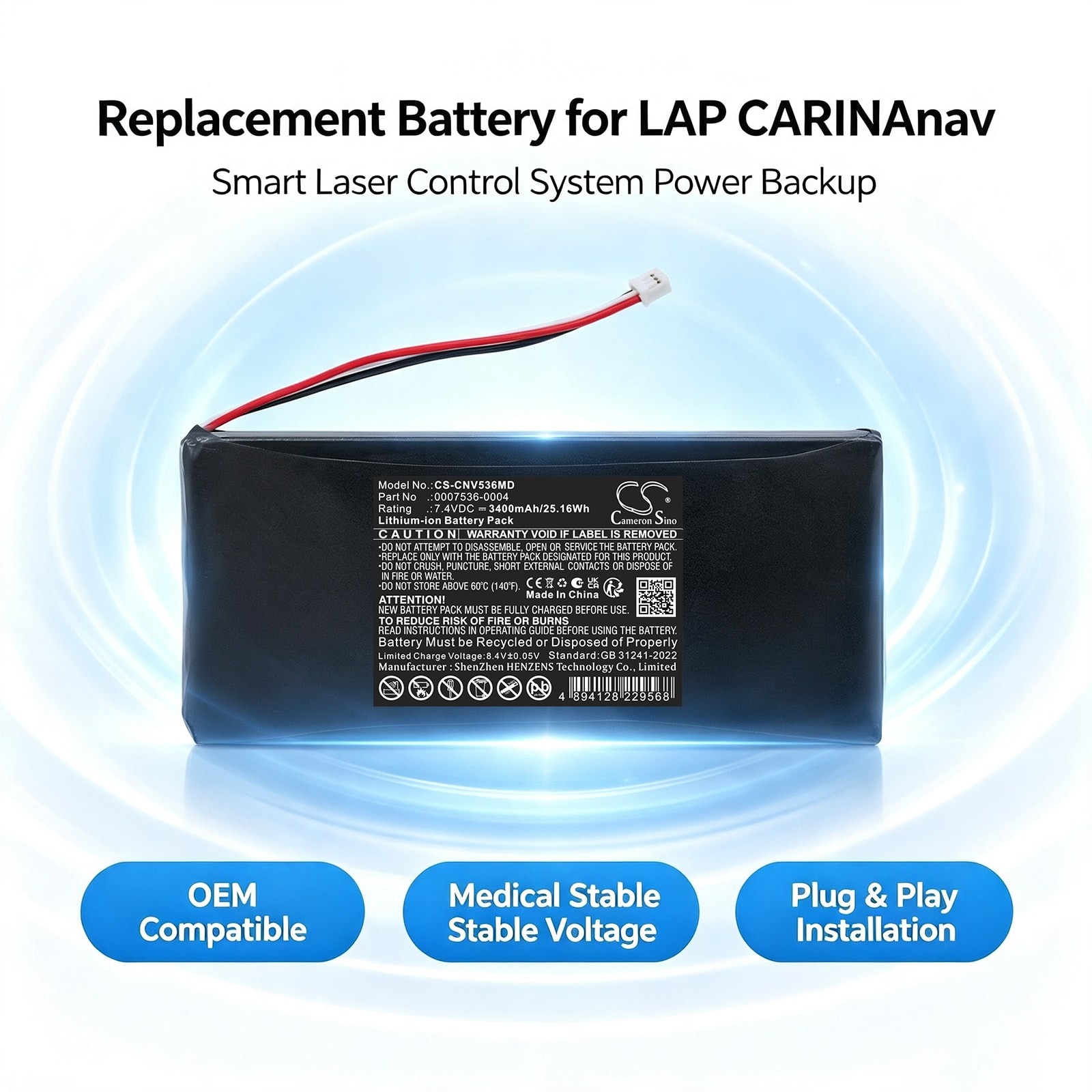 Batteri till Medicinsk för LAP CARINAnav Smart laser control