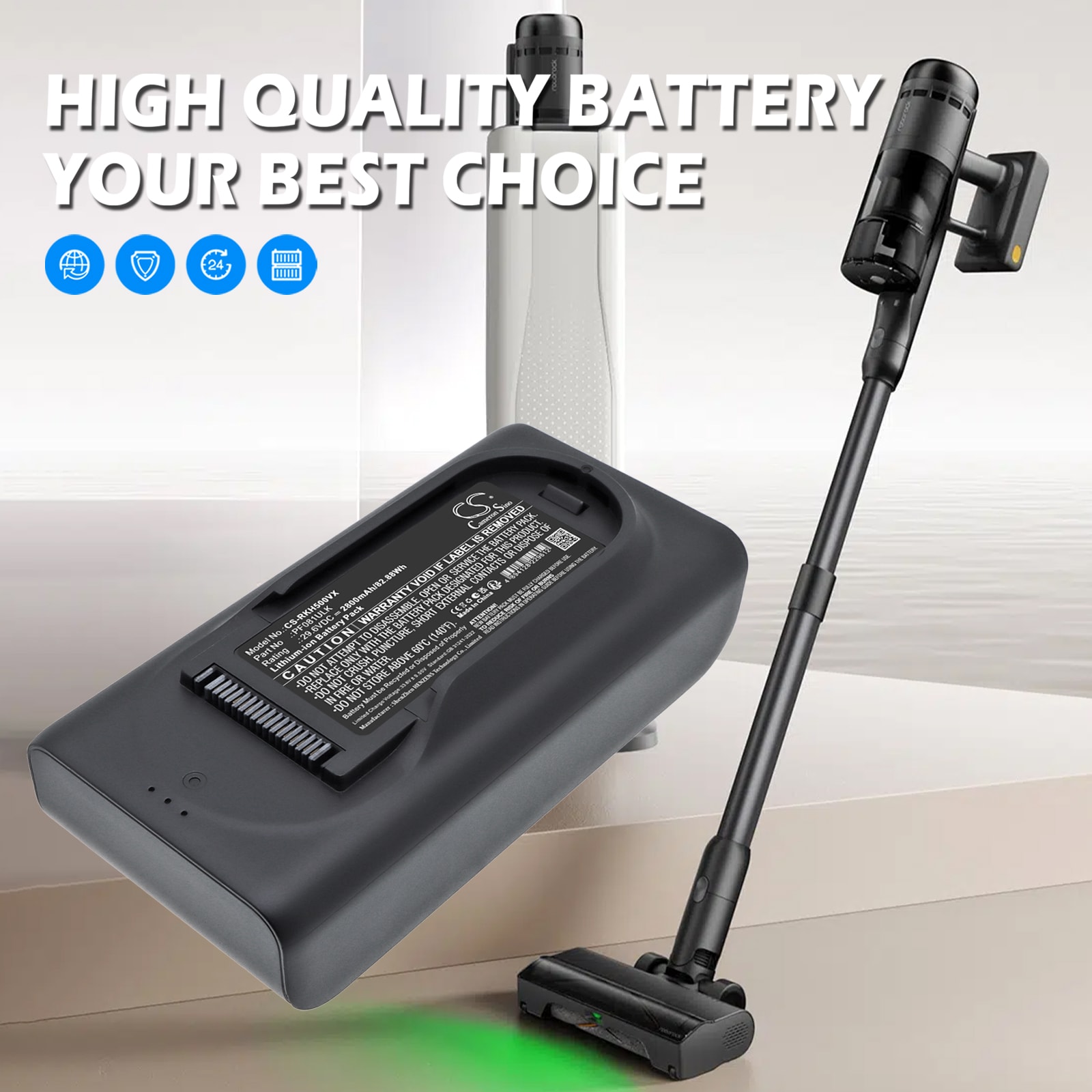 Batteri till Vakuum för Roborock H50 Ultra, H60 Hub Ultra