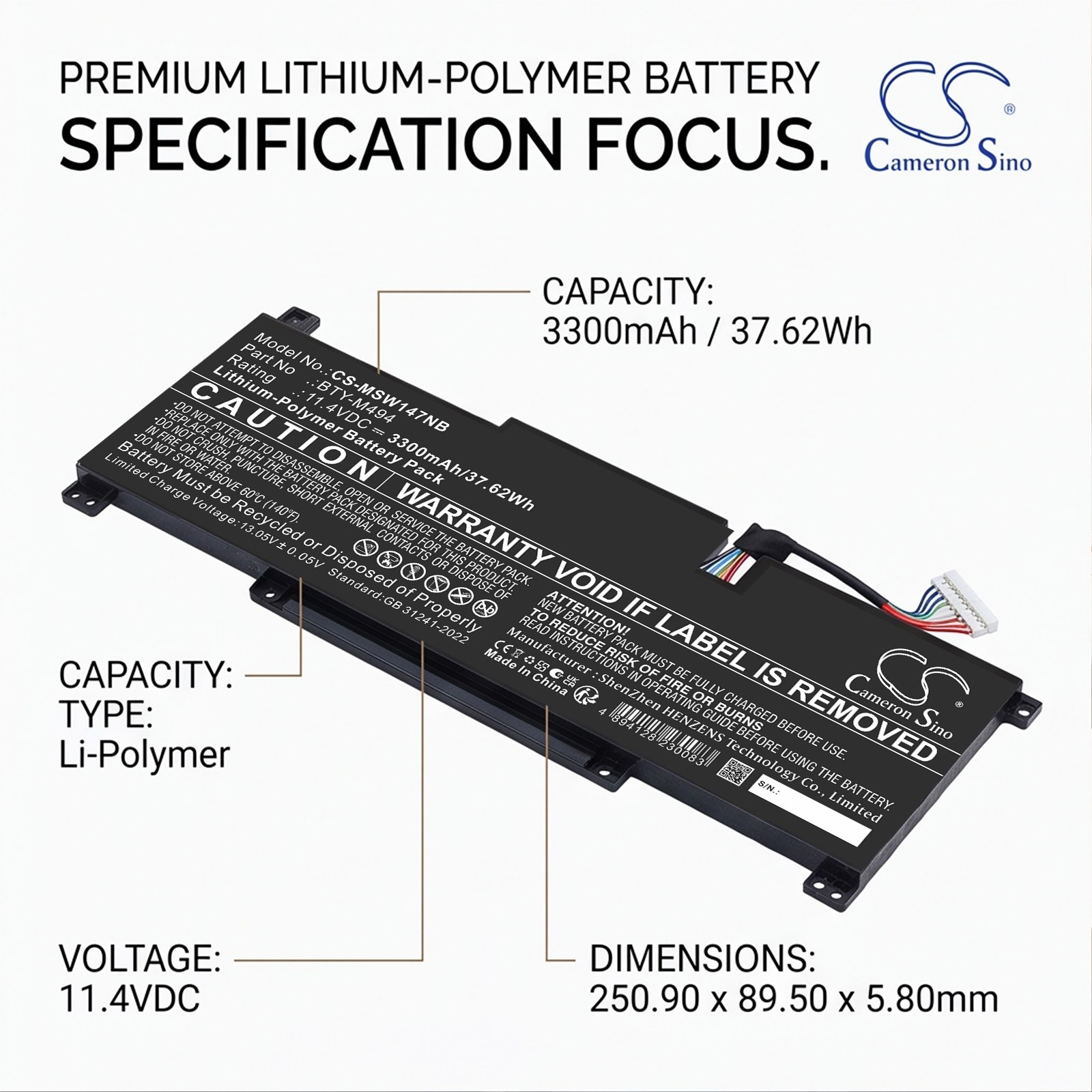 Batteri till Laptop, Bärbar dator för MSI  Modern 14 C7M-044XES,  Modern 14 C7M-046NL m.fl.